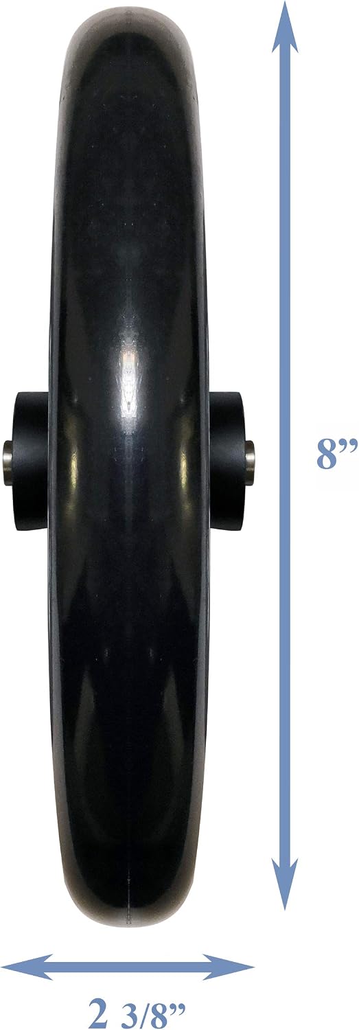 Caster Wheel, Hard Rubber Tire, 8" x 1"- 2 3/8" Hub Width, Fits Most Sunrise, Medline, Drive, Invacare, E&J, Guardian