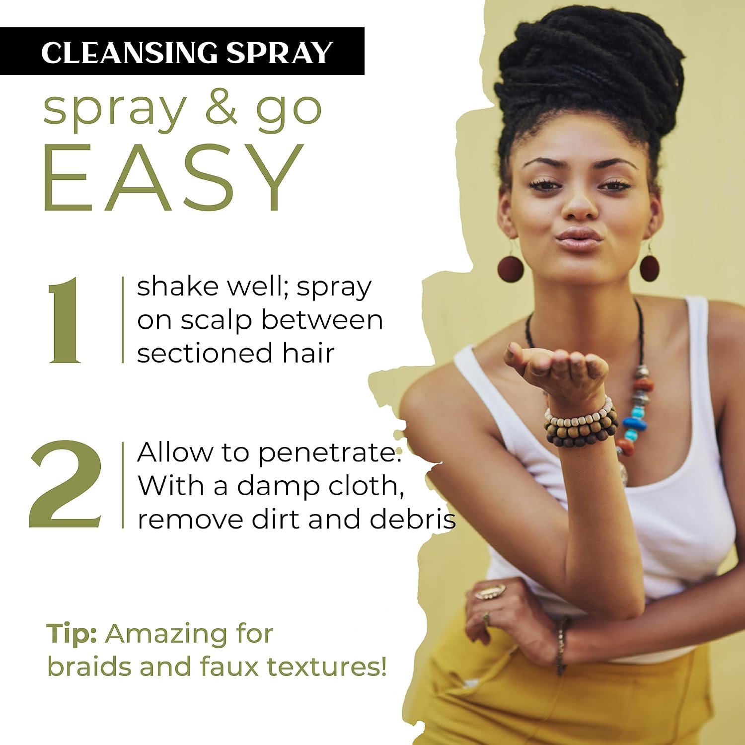 Dollylocks Cleansing Rinse-free Shampoo Spray | Removes Build-up + Moisturizes | Plant-Based Residue-free Vegan | Locs, Braids, Hair Extensions