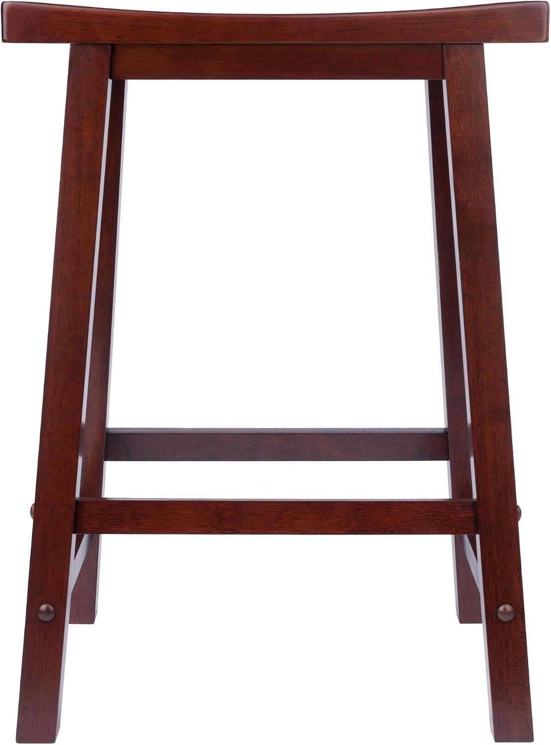 Winsome Satori Saddle Seat Counter Stool, Walnut, 24" | Classic Backless Bar Chairs for Kitchen & Dining Room Seating, Timeless Essential Furniture for Home, Dorm, Apartments