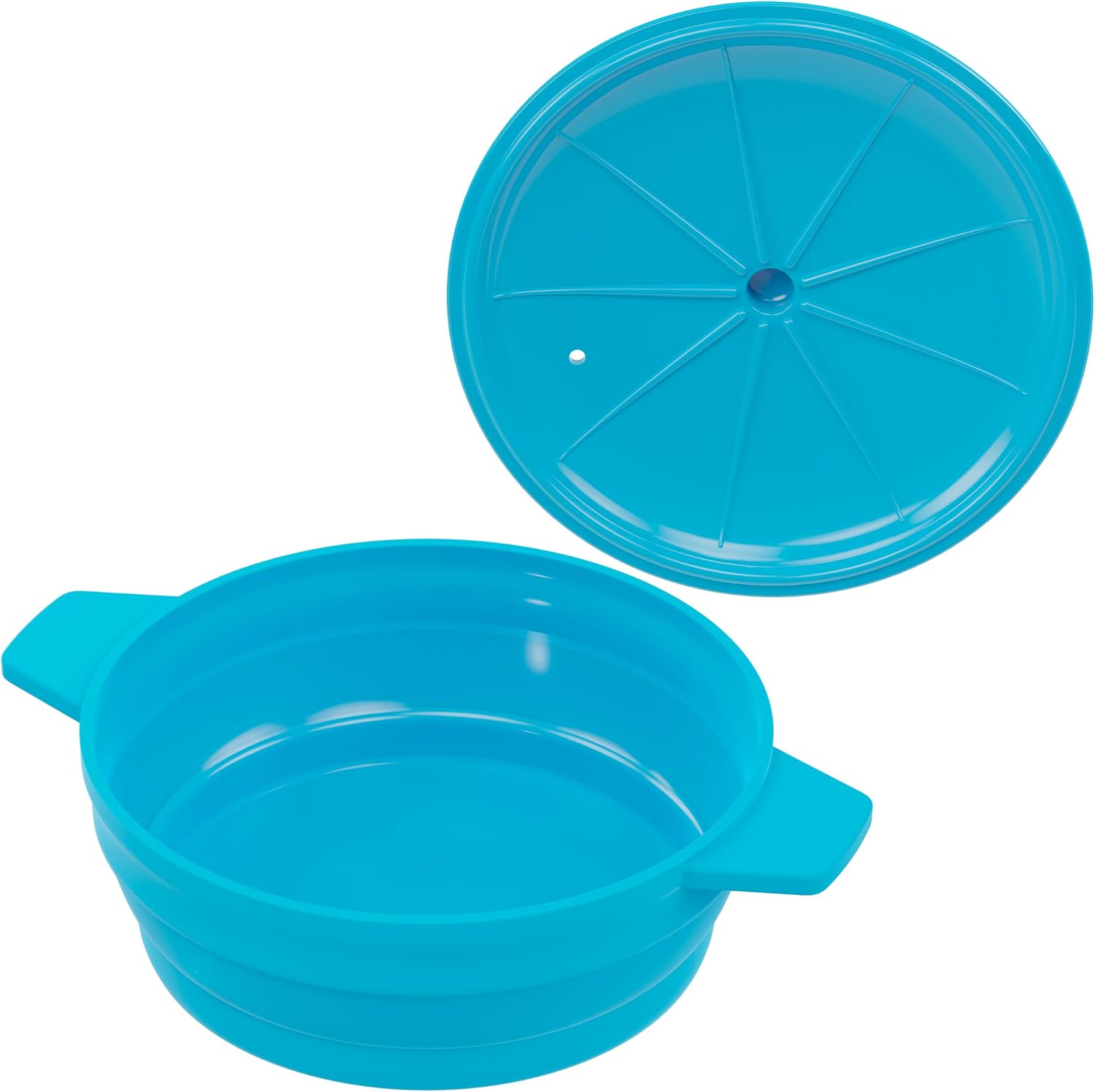 Bakerpan Collapsible Silicone Microwave Vegetable Steamer with Lid - 64 oz Silicone Steamer Pot for Cooking, Steaming & Reheating Food - BPA-Free, Dishwasher Safe