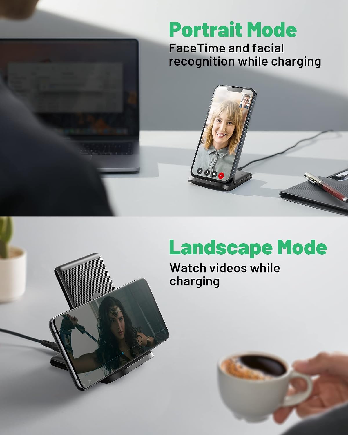 INIU Wireless Charger, 15W Fast Wireless Charging Phone Station with LED