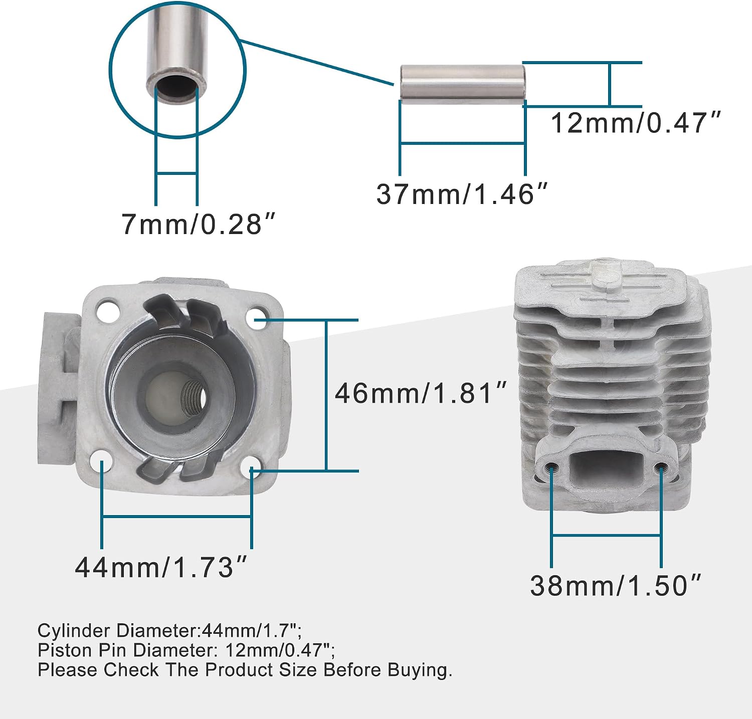 GOOFIT 44mm Big Bore Cylinder Top End Kit Replacement for 2 Stroke 43cc 47cc 49cc Mini Chinese ATV Quad Pocket Bike Scooter