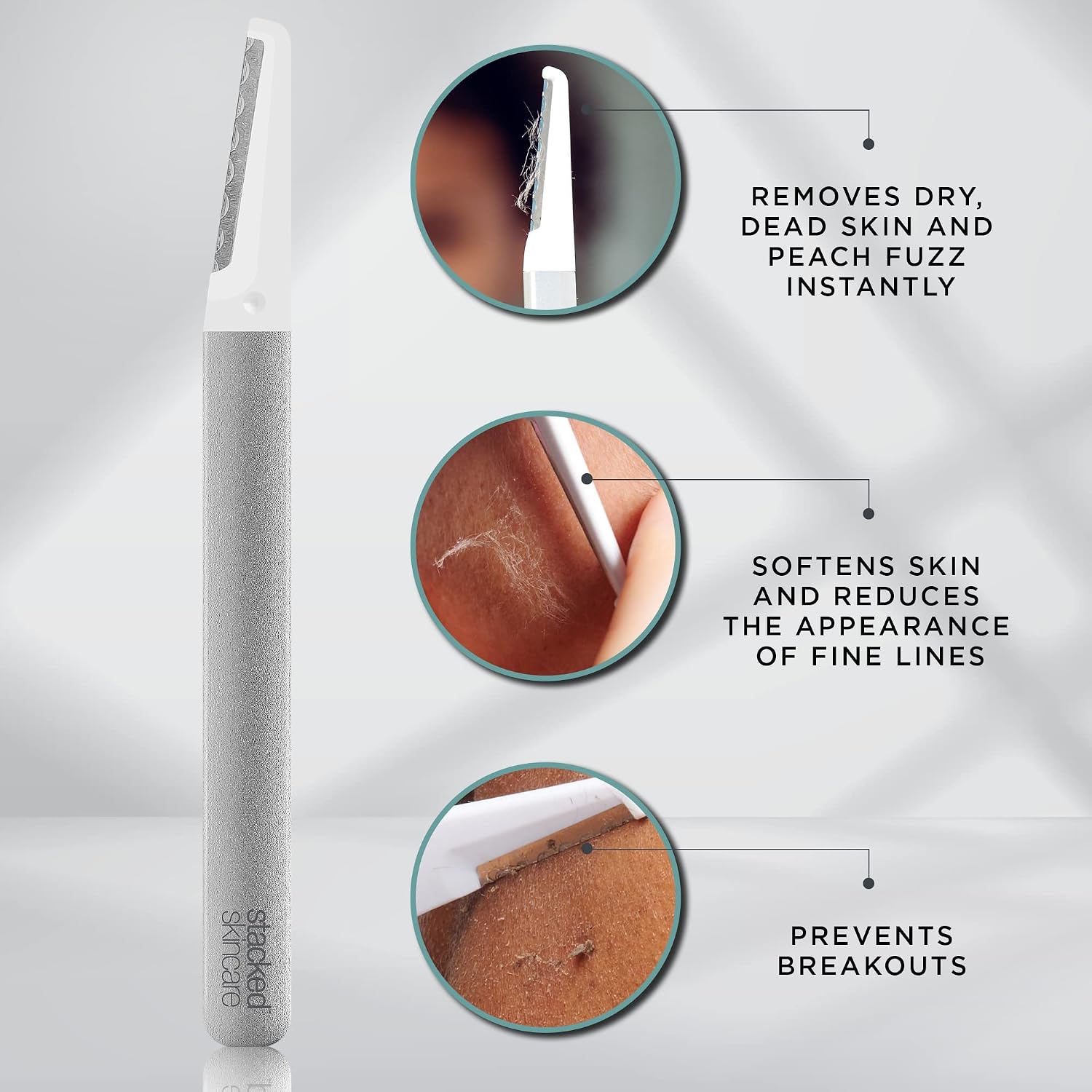 Professional-Grade Dermaplaning Tool – Precision Exfoliation, Removes Peach Fuzz & Dead Skin, Aluminum Handle, Refillable Blades