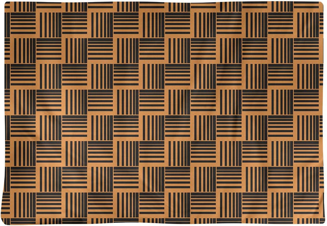 Dana Strider Black & Color Basketweave Stripes Table Placemat, 18 x 14, Orange