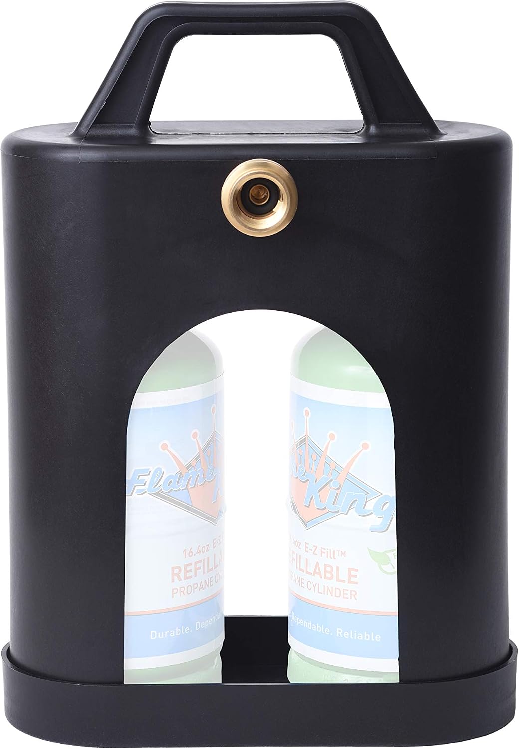 Flame King YSN1LBPB ProBoost Dual 1LB Propane Tank Carrier QCC Outlet, Black