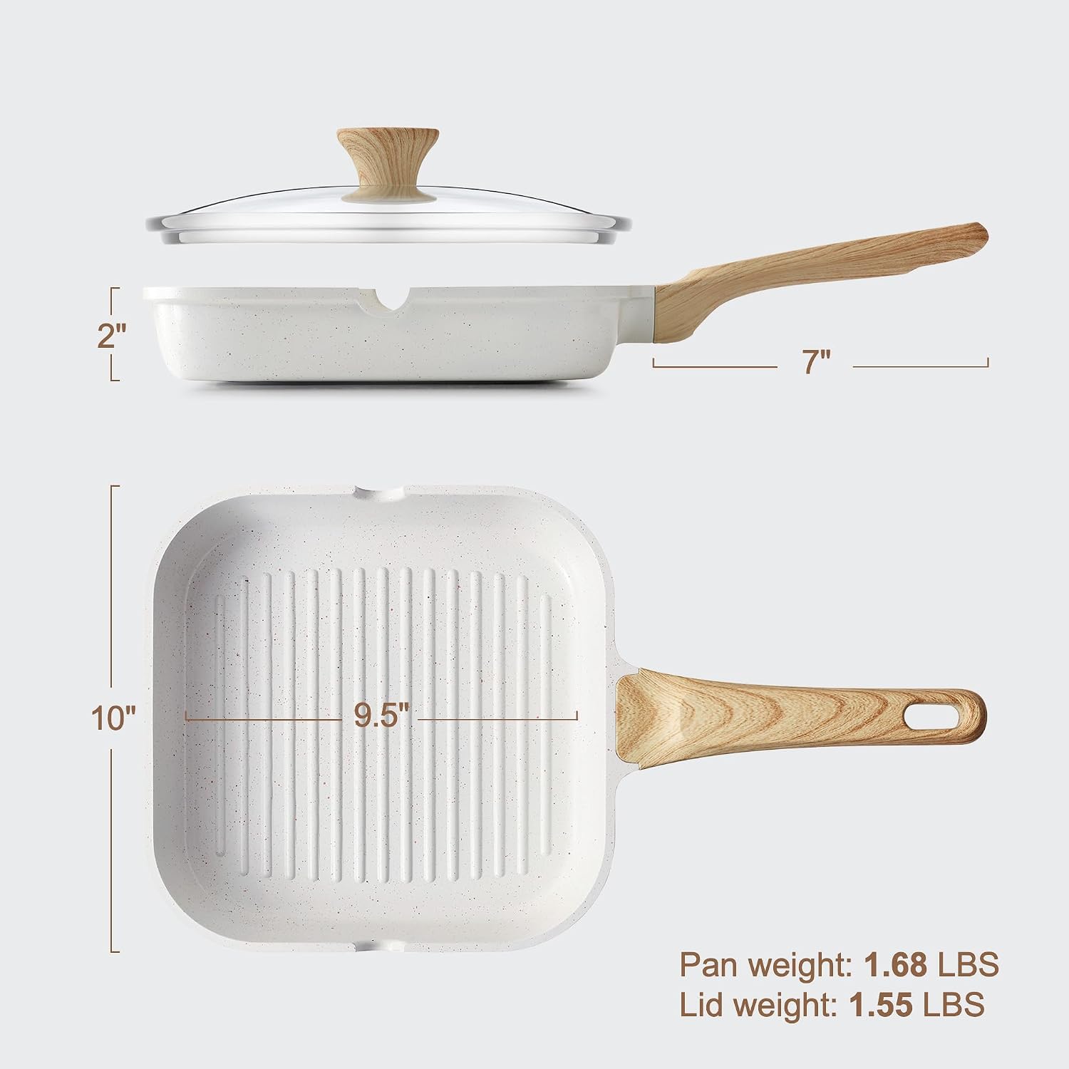 SENSARTE Nonstick Griddle Grill Pan, Pro-Grid Reversible Grill & Griddle Pan, Two Burner Cast Aluminum
