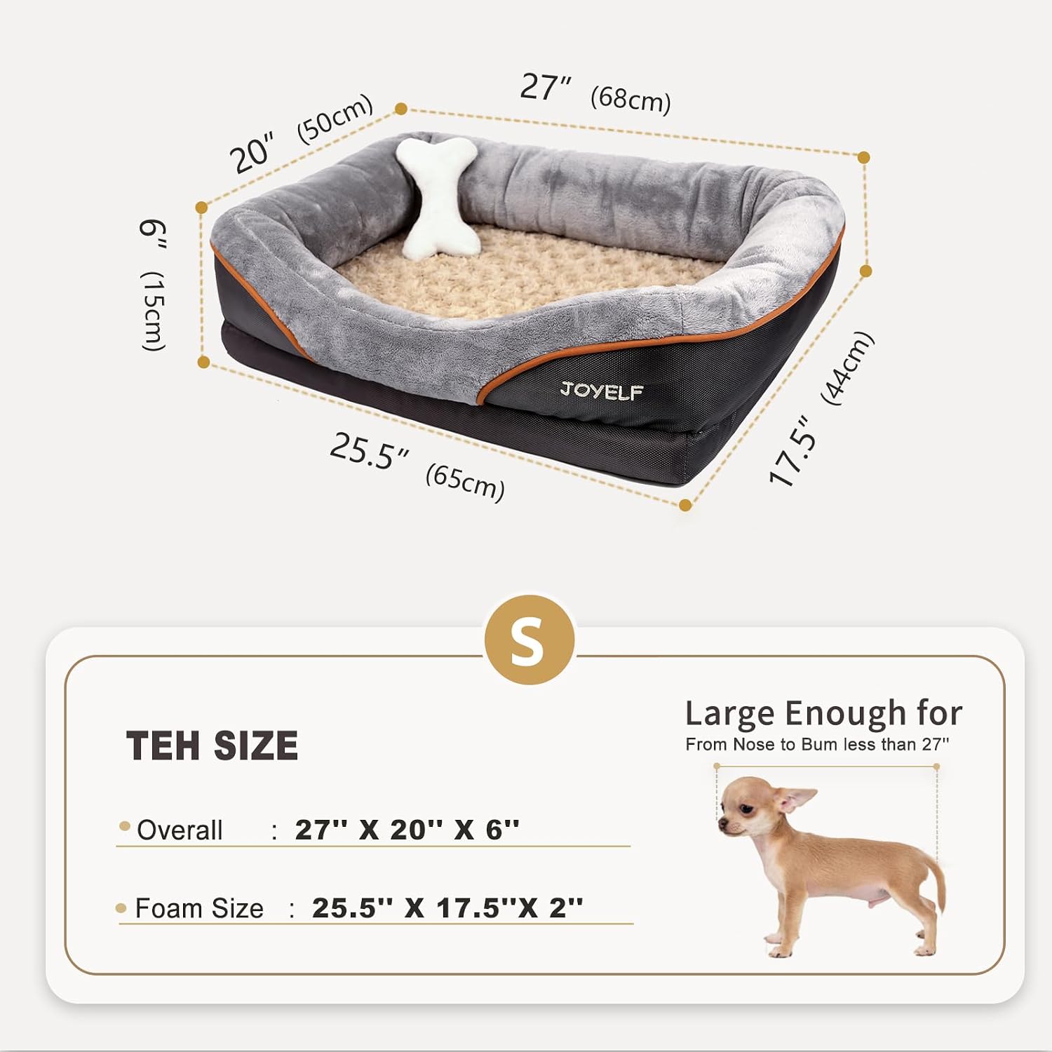 JOYELF Large Memory Foam Dog Bed, Orthopedic Dog Bed & Sofa with Removable Washable Cover and Squeaker Toy as Gift