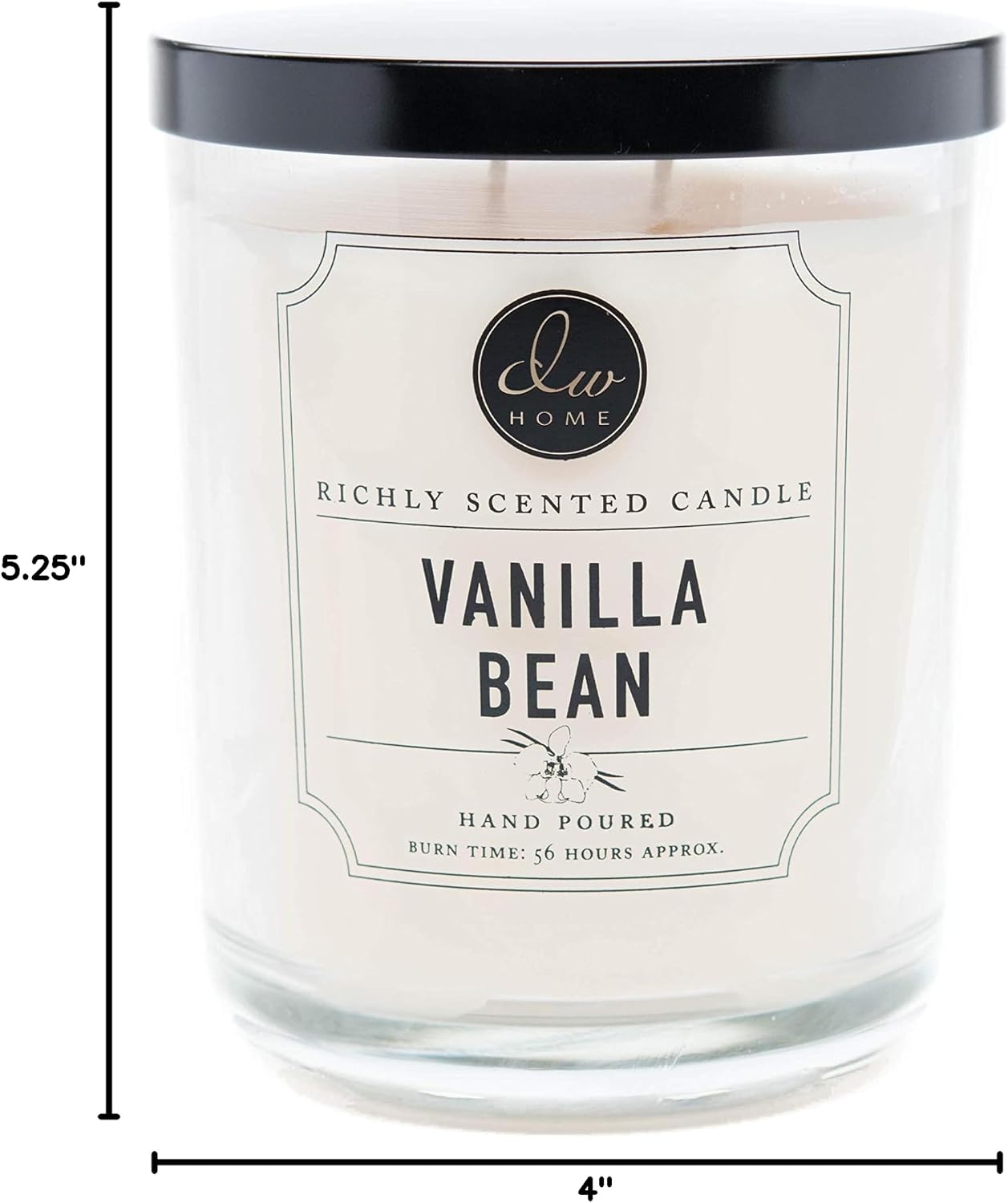 DW Home Vanilla Bean Scented Candle for Home, 15 oz, Large Double Wick Candle Jar, Up to 56H Burn Time, Luxury Scented Candle for Relaxation, Gifting, Home Decor