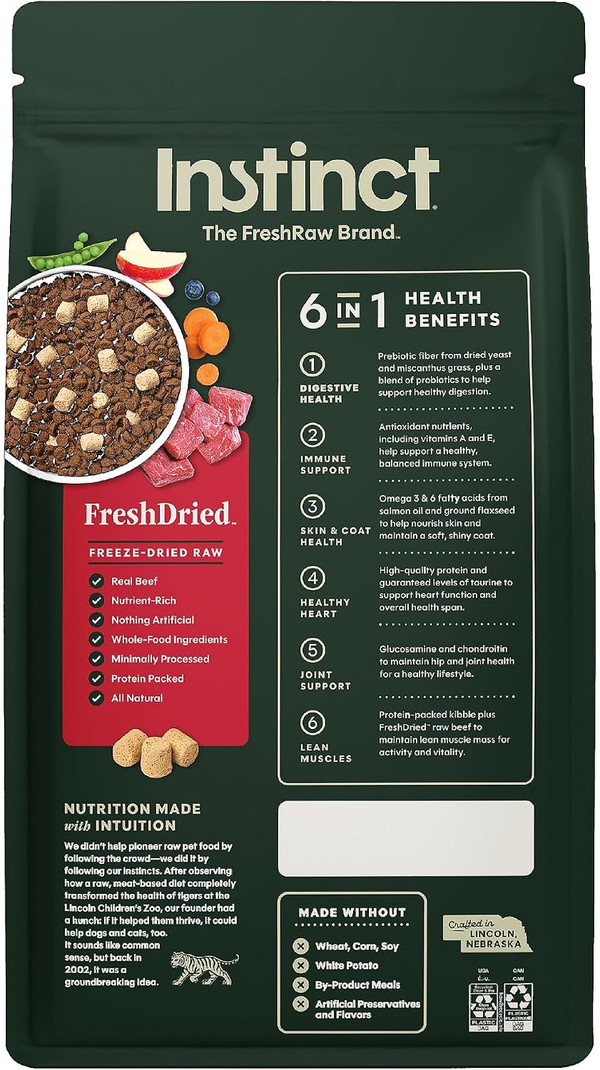 Instinct RawBoost, Dry Dog Food + Freeze Dried, Real Beef, 10 lb. Bag | High-protein kibble with FreshDried raw bites, USA-raised beef, grain-free recipe, 6-in-1 health benefits