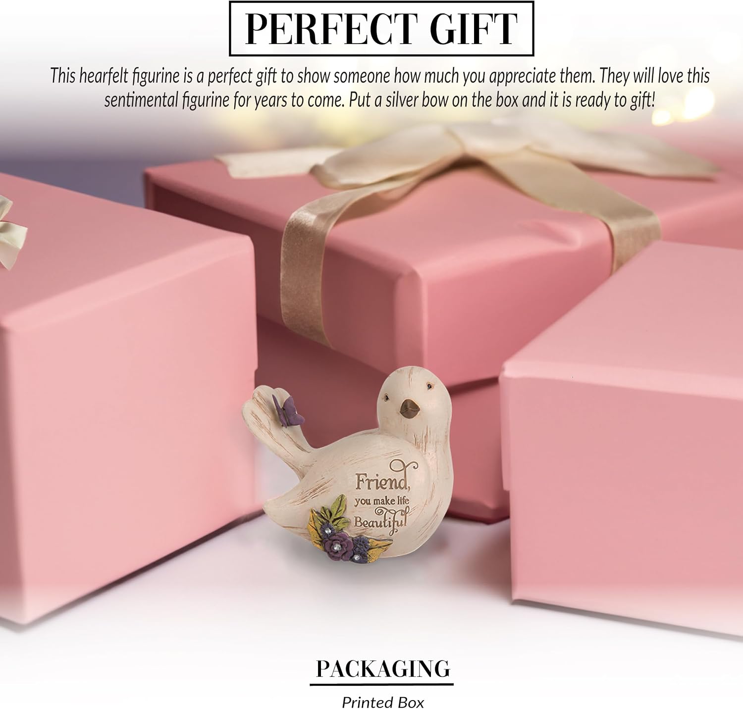 Pavilion Gift Company - Simple Spirits 41104 Decorative Bird Friend Make Life Beautiful Bird Figurine 3.5"
