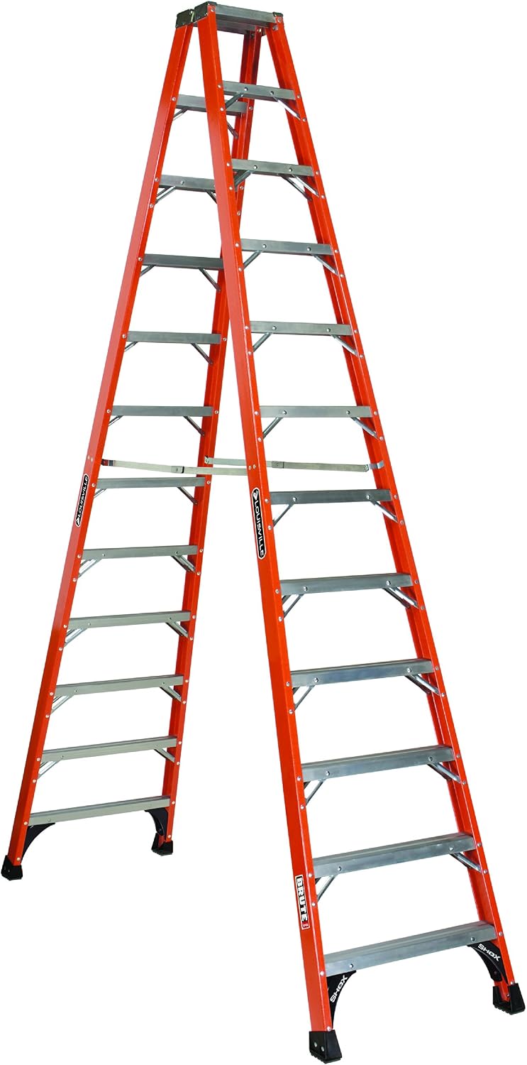 Louisville Ladder 14-Foot Fiberglass Twin Front Step Ladder, 375-Pound Load Capacity, Type IAA, FM1414HD