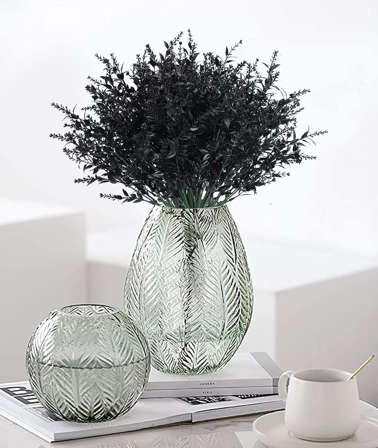 RECUTMS Artificial Greenery Lavender Fake Shrubs Flowers 8 Pcs UV Resistant