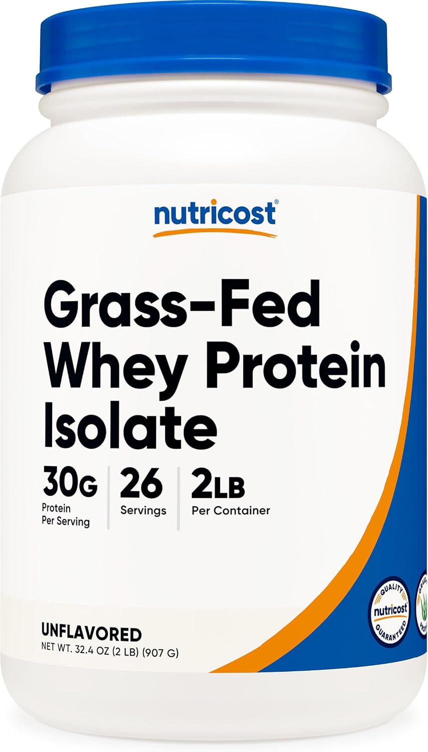 Nutricost Grass-Fed Whey Protein Isolate (Vanilla) 5LBS | GMO-Free, Gluten Free, Natural Flavors