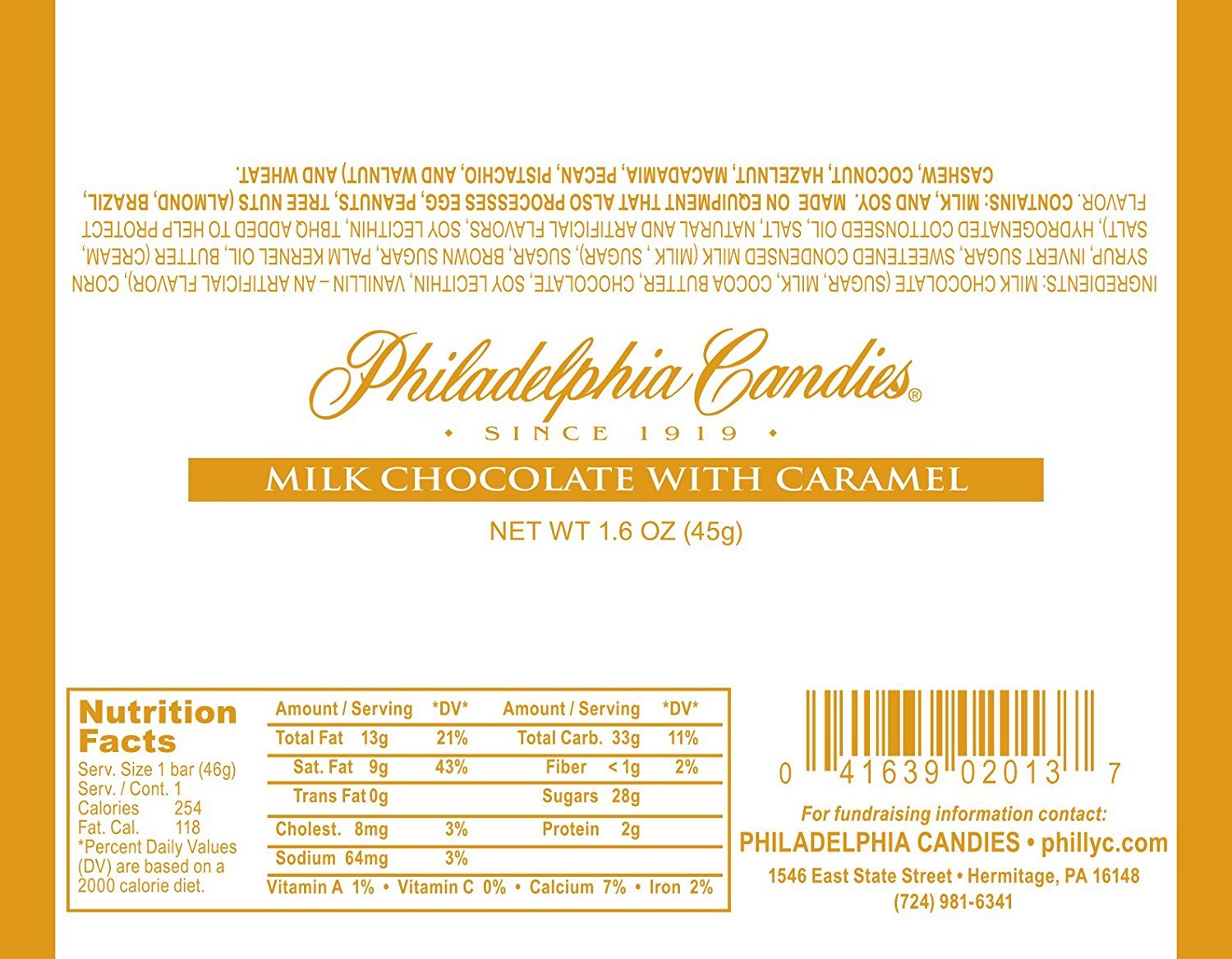 Philadelphia Candies Milk Chocolate with Caramel Bar 1.60 Ounce, Set of 30 (Fundraising / Individual Retail Sale)