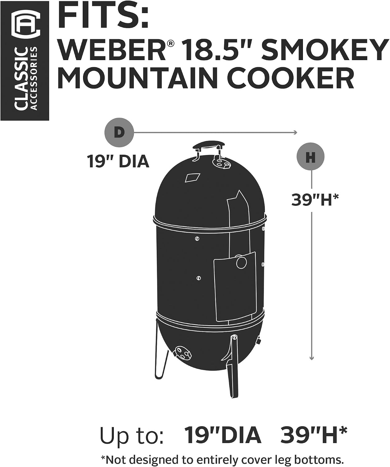 Classic Accessories Veranda Smoker Cover for Weber 18.5" Smokey Mountain Cooker