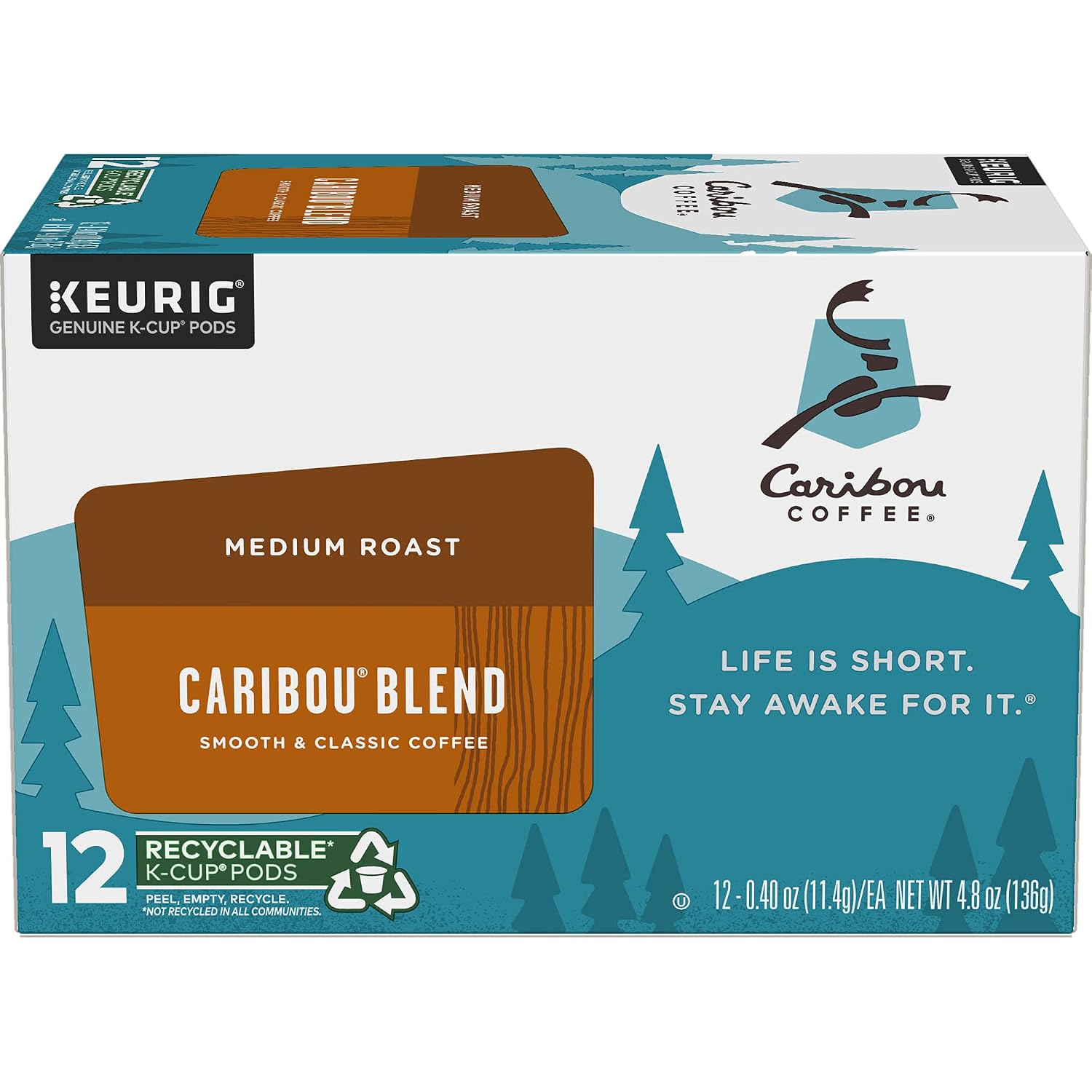 Caribou Coffee Caribou Blend Keurig Single-Serve K-Cup Pod, Medium Roast Coffee, 72 Count