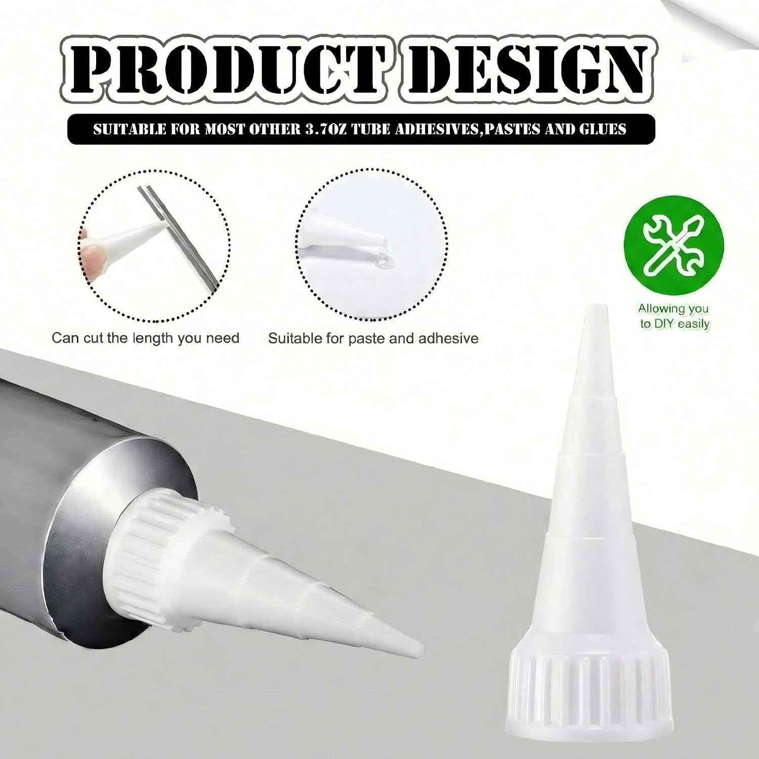 20 Pack Snip Tip Applicator Cap Compatible with E6000 Glue Tube | Fits 3.7 oz compatible with E6000 tubes, precision tip control, replacement caps