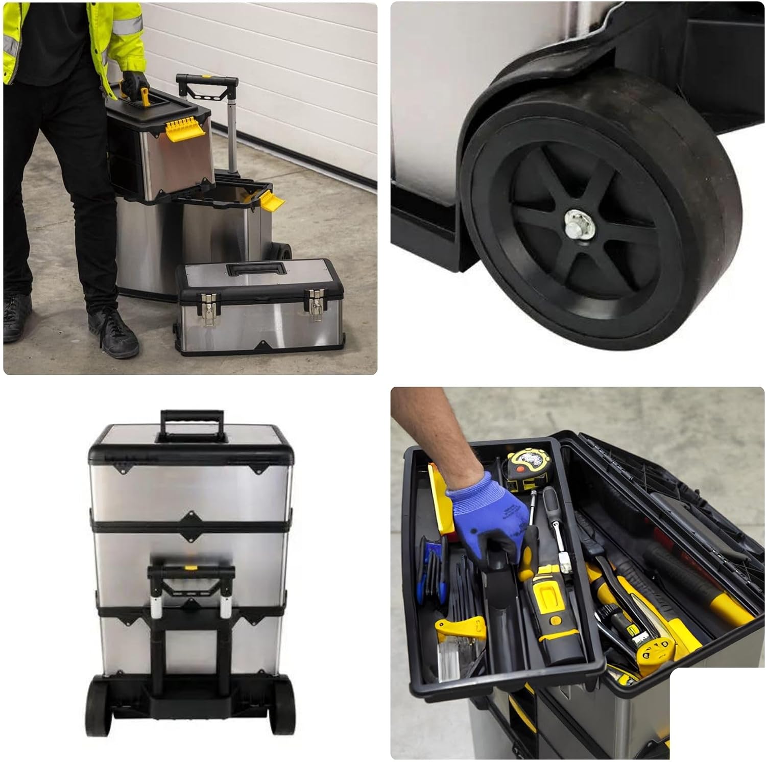 Perel OTBA4 Roller Toolbox Stainless Steel 570 x 354 x 830 mm