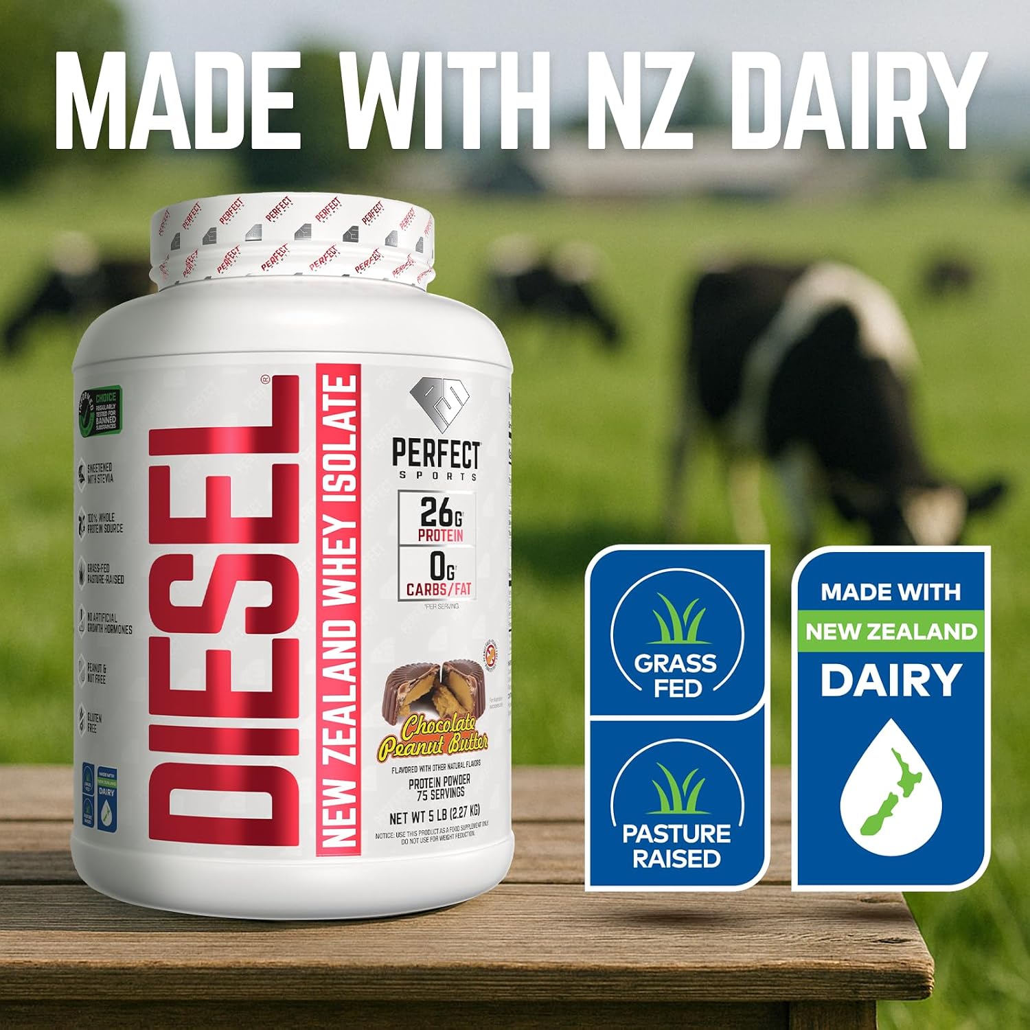 PERFECT SPORTS Diesel Whey Protein Isolate, Milk Chocolate, 2 lb