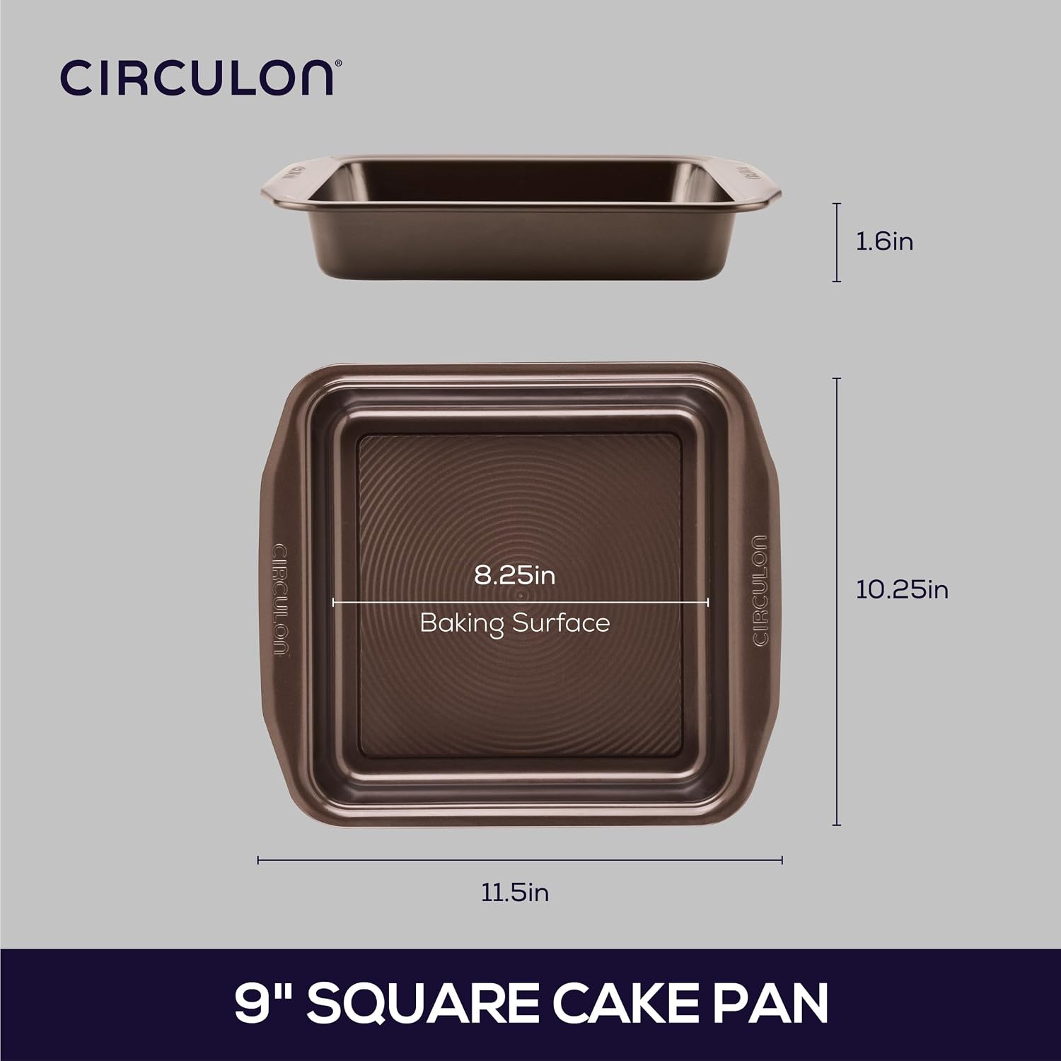 Circulon Nonstick Bakeware Rectangle Baking Pan / Cake Pan, 9 Inch x 13 Inch, Gray