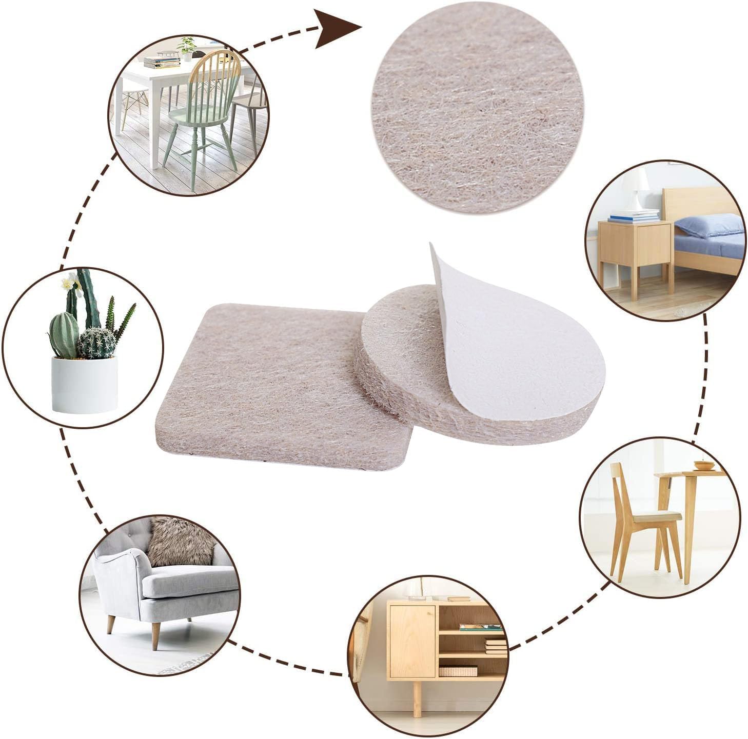 Yelanon Felt Furniture Pads 56 Pcs for Hardwood Floors Brown