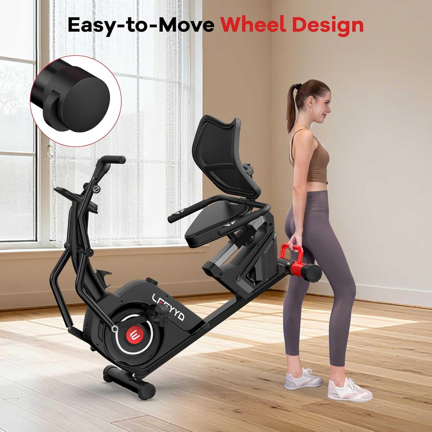 Recumbent Exercise Bike for Home, Stationary Bike with Arm Exerciser | 16-Level Magnetic Resistance, 450LBS Capacity, Bluetooth App, LCD Monitor