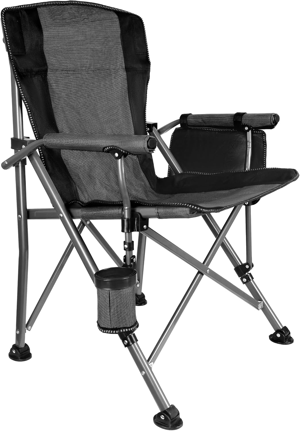 Adjustable Back Folding Camping Chair for Camp, Picnic, Lawn, Fishing | Adjustable Back; Weight Capacity 400 LBS;Hard Arm Portable Chair;Cup Holder;Storage Bag;carrying bag