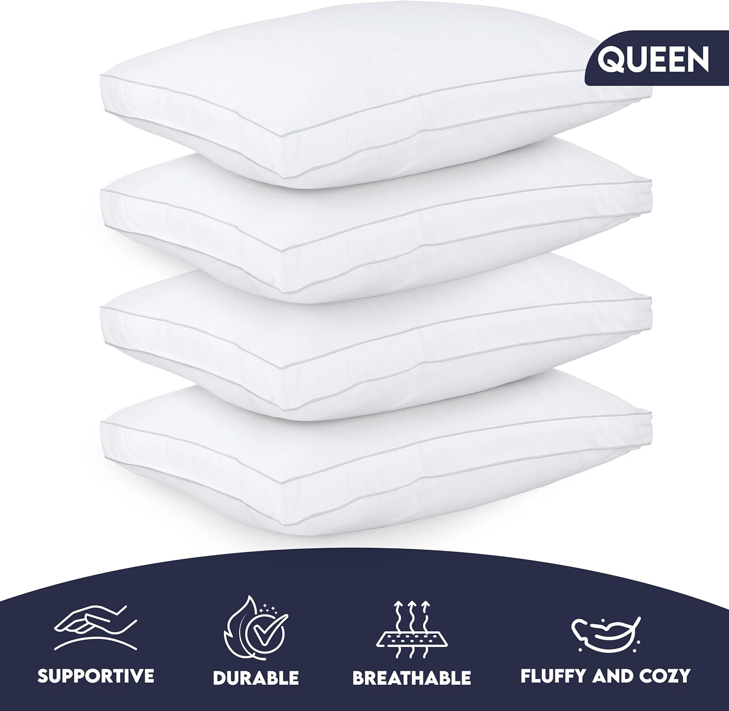 Utopia Bedding Gusset Bed Pillow, Hotel Pillows King Size Set of 2, White
