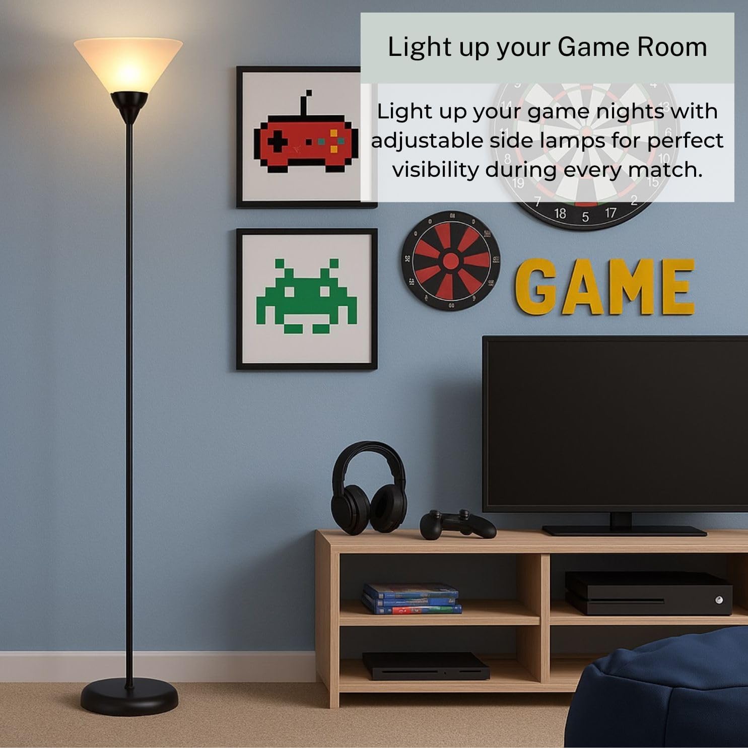 Mary Floor Lamp by Light Accents – Standing Lamp for Living Rooms – Torchiere Pole Light – LED-Compatible Floor Lamp – Modern Bedroom