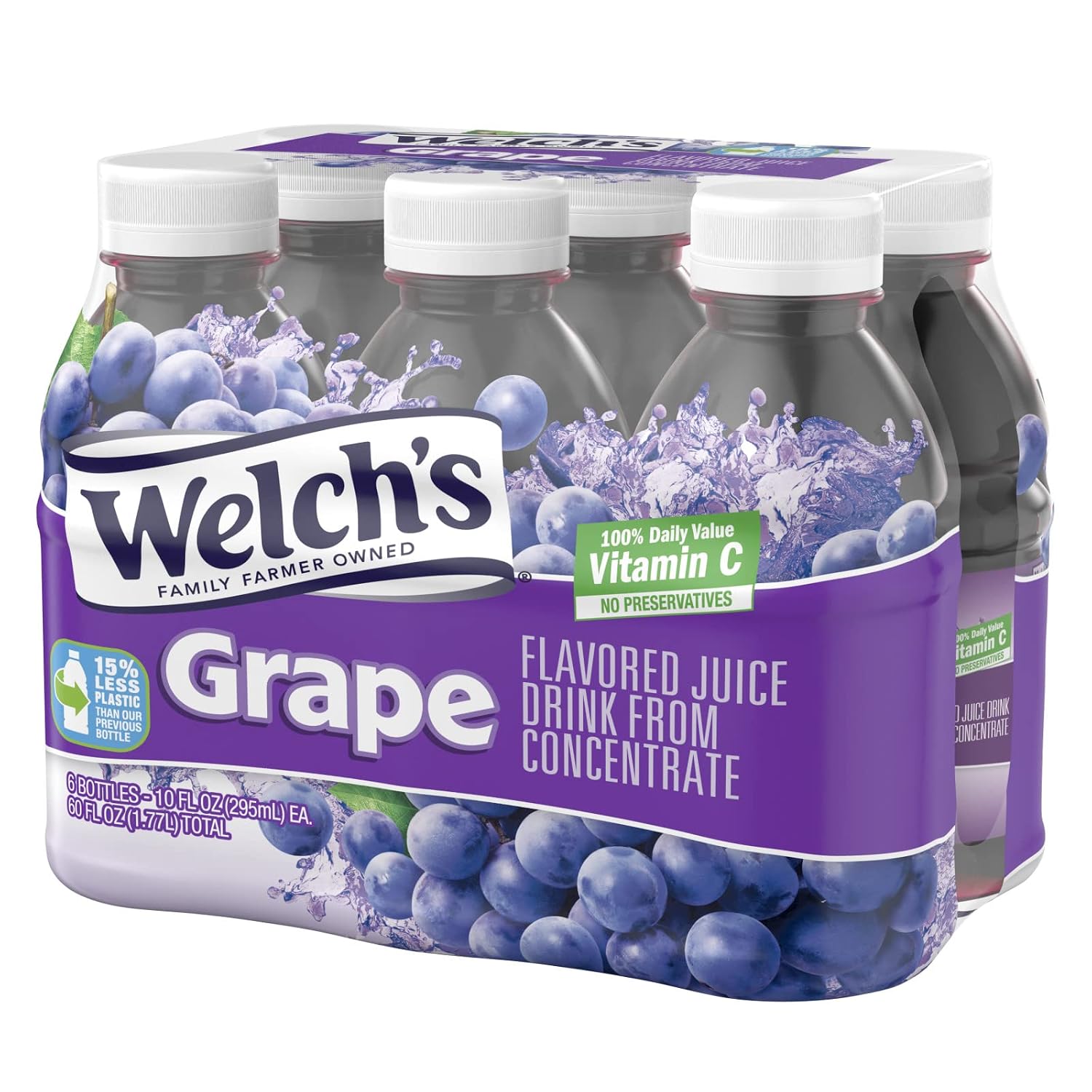 Welch's Juice Cocktail, No Preservatives, Concord Grape, 16 Ounce (Pack of 12)