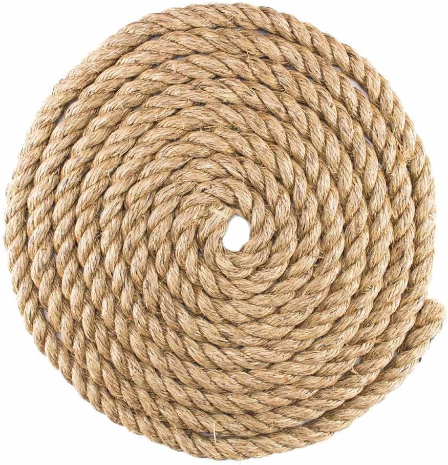 Twisted Manila Hemp Rope (1 Inch x 25 Feet)