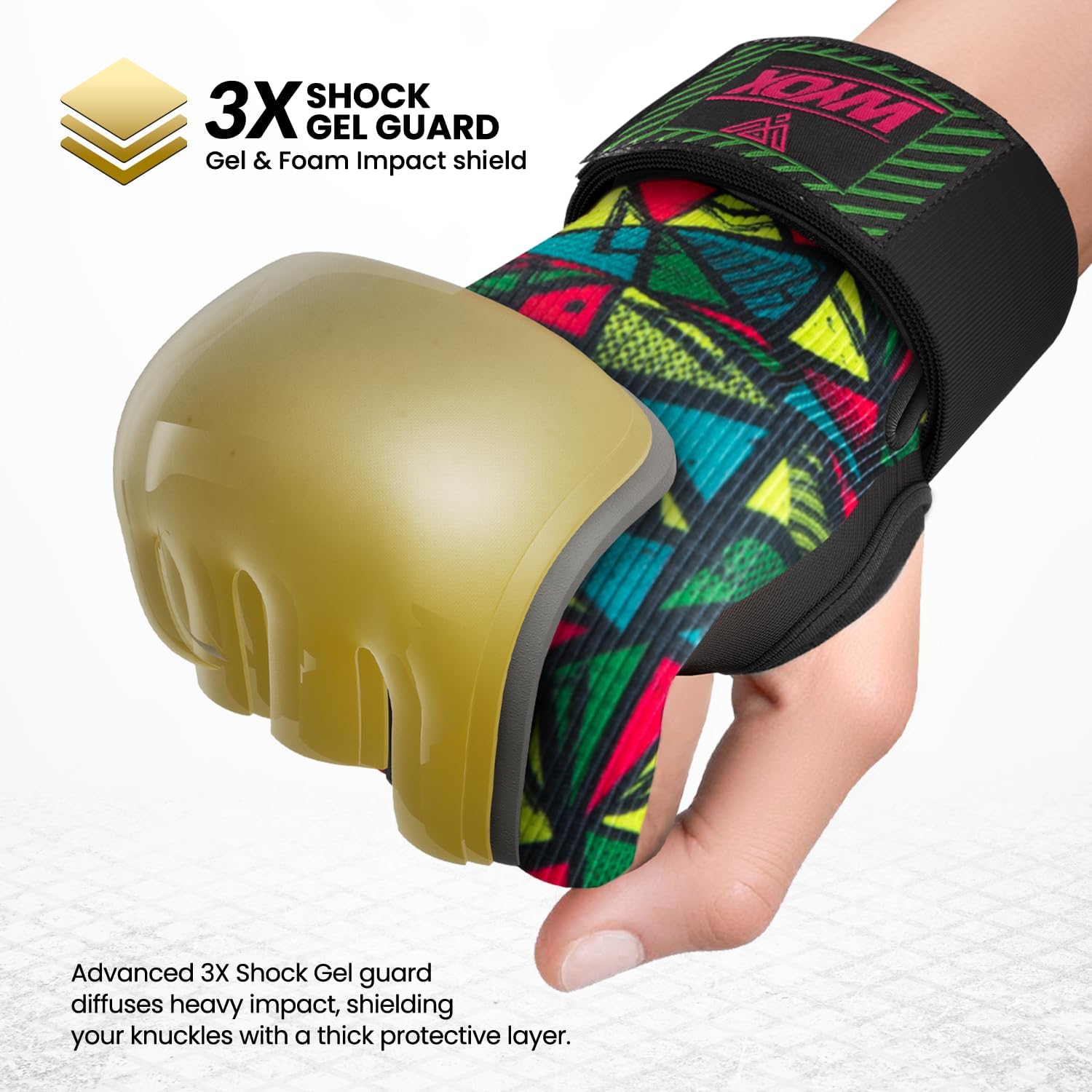 WYOX Neoprene Gel Boxing Hand Wraps Inner Gloves for Men & Women – 80cm/31in Quick Wrist Strap, Padded Knuckle Protection