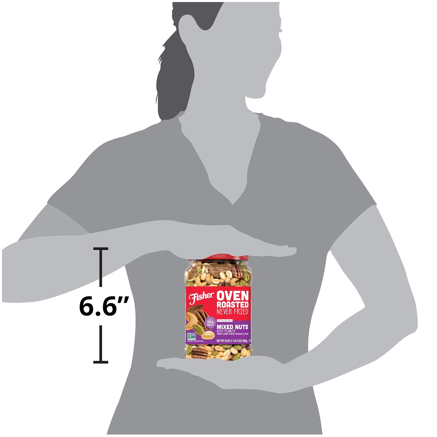 Fisher Oven Roasted Never Fried Deluxe Mixed Nuts, 24 Ounces