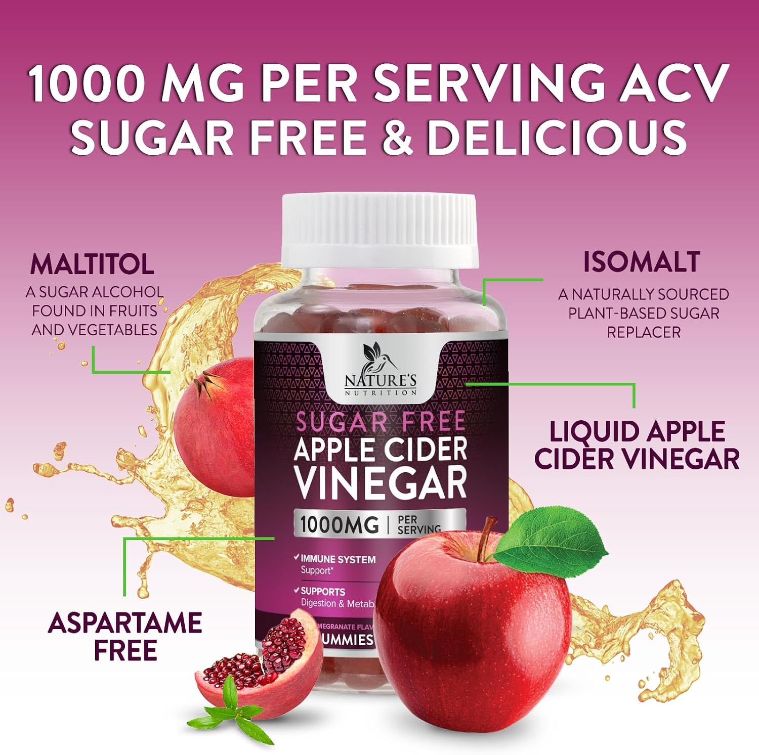 Apple Cider Vinegar Gummies for Weight Loss - Sugar Free - Max Strength ACV Gummy with Vitamin B12 & The Mother - Metabolism & Energy Support