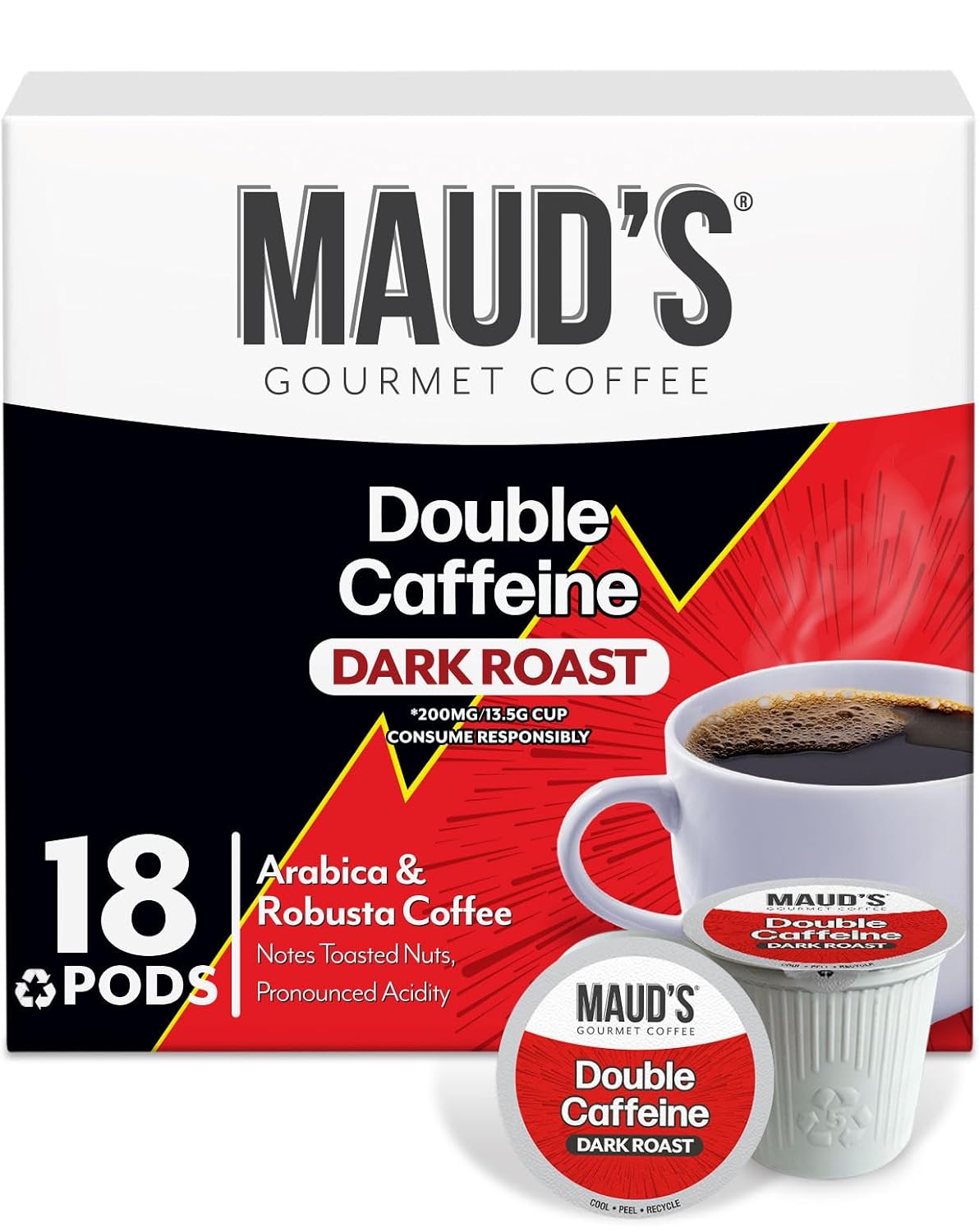 Maud's Dark Roast Coffee Pods, 100ct | Dark Roast Coffee in Single Serve Pods – Compatible with Keurig Coffee Makers