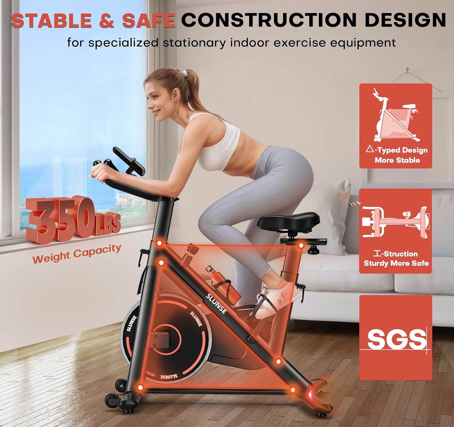 Exercise Bike, Adjustable Magnetic Resistance Stationary Bikes for Home with App Compatible