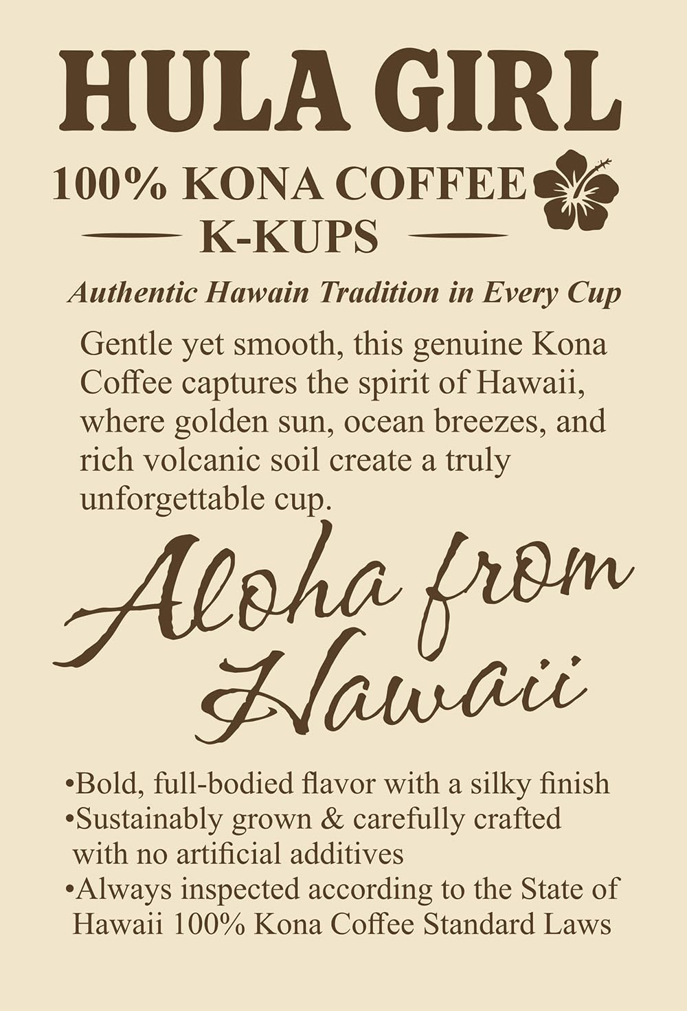 Hula Girl 100% Kona Coffee, Single Serve for Keurig K-Cup Brewers, Medium Roast, Works in the New K2