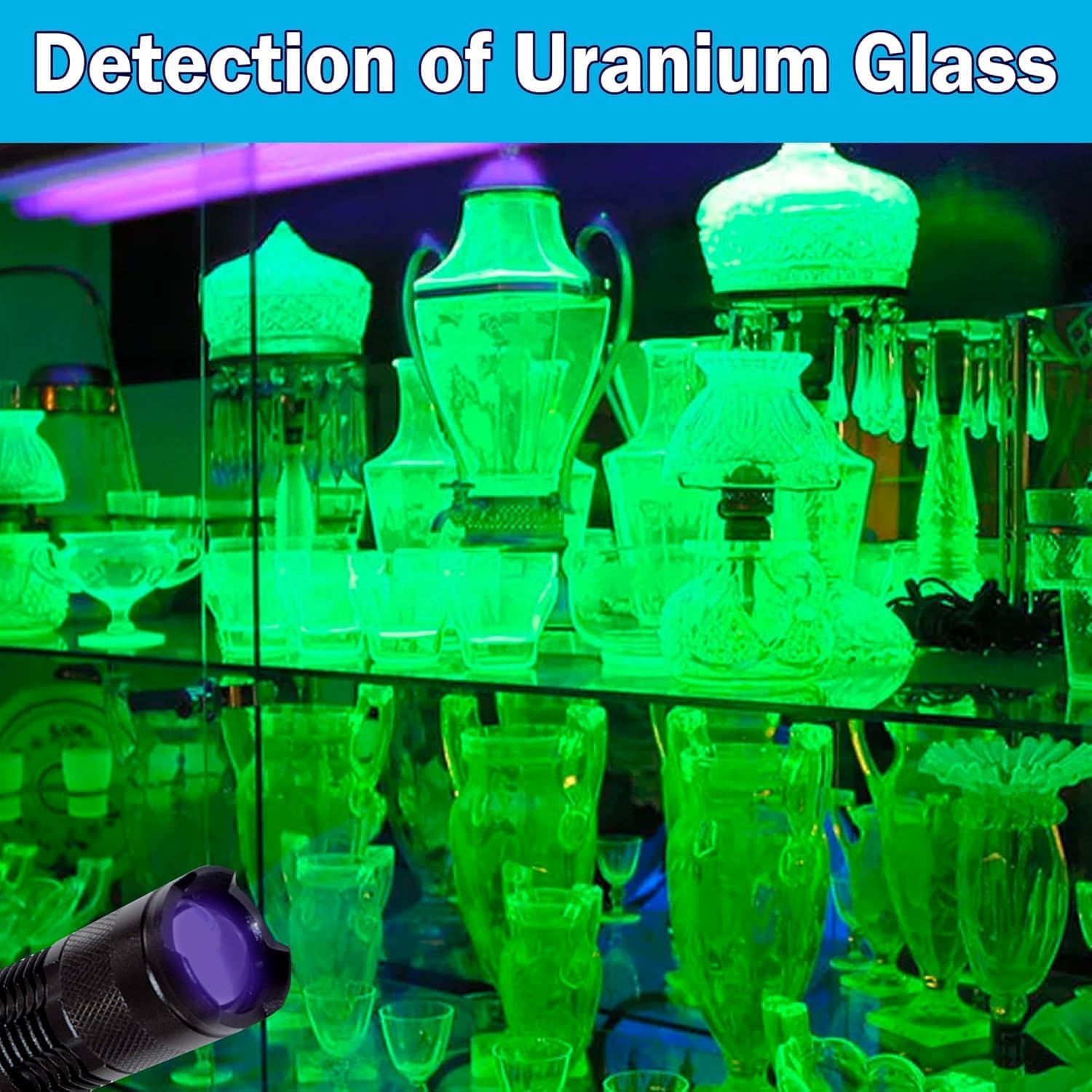 HQRP Powerful 365nm 3 Watt LED Flashlight Blacklight for Rocks, Stones, Illumination, Detection of Uranium, Vaseline, Depression Glass