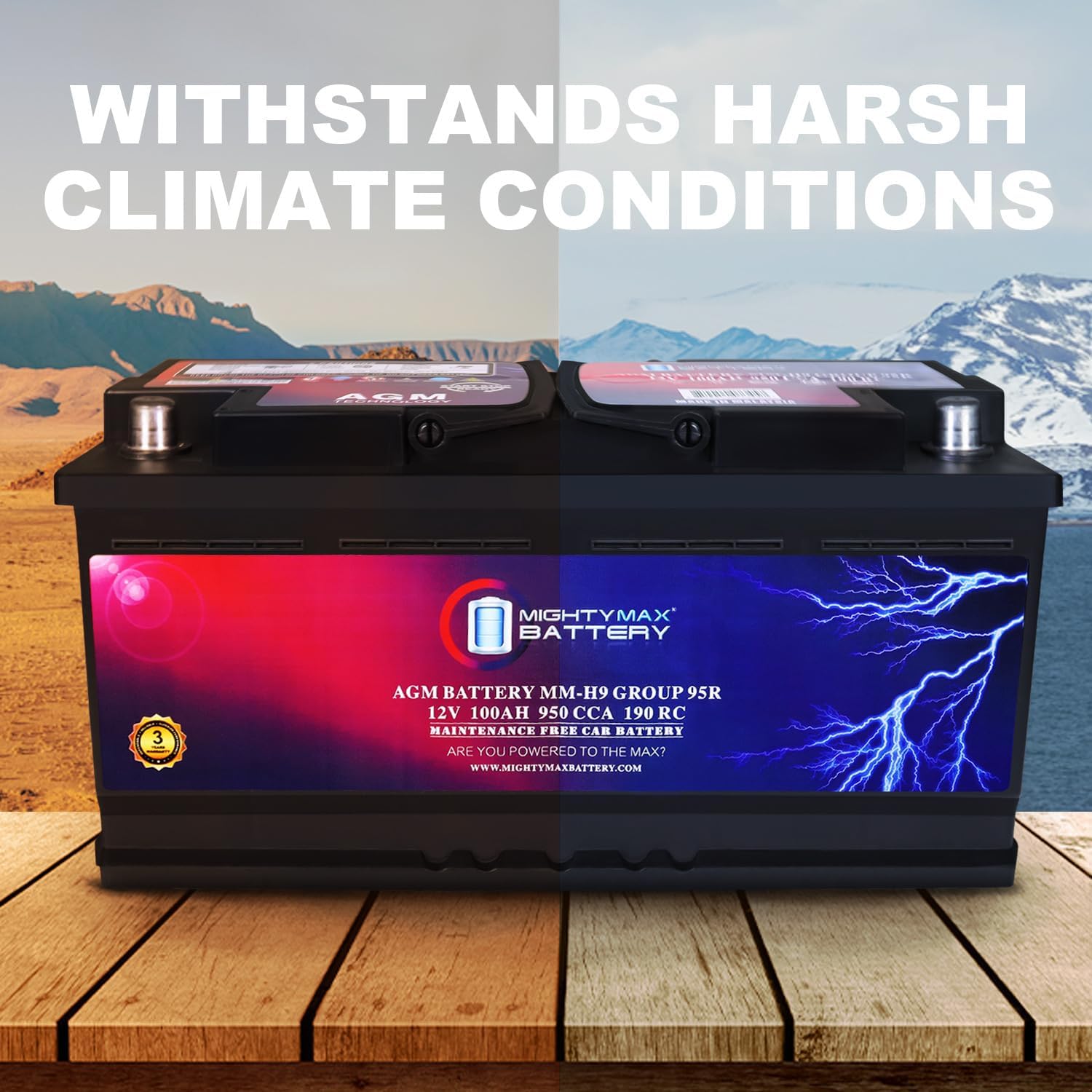Mighty Max Battery MM-H8 Start and Stop Car BCI Group 49 12V 95Ah, 160RC, 900 CCA Rechargeable AGM Car Battery