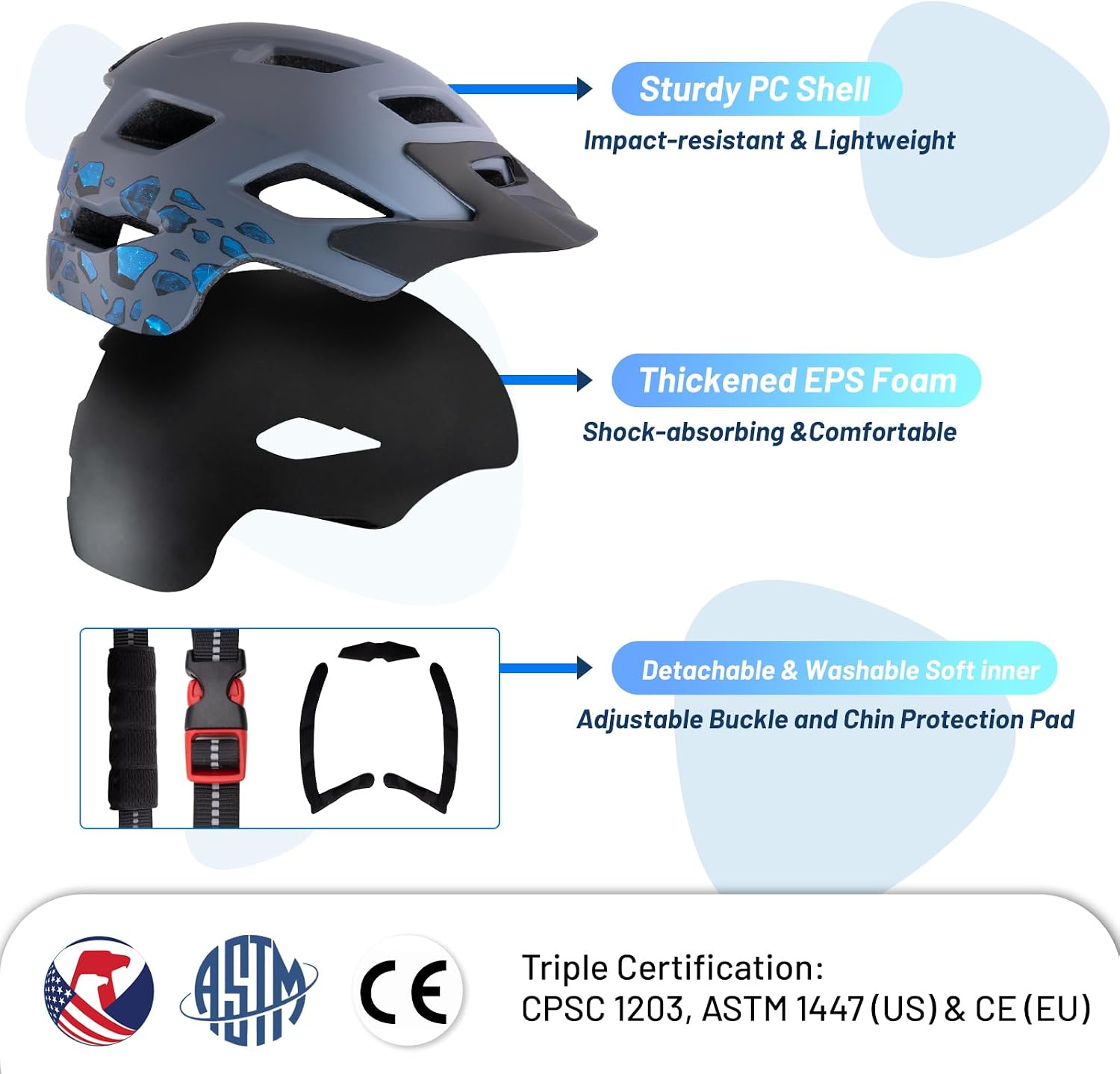 Kids Helmet, SIFVO Kids Bike Helmet Boys and Girls Bike Helmet with Cool Visor Helmet for Kids 5-14