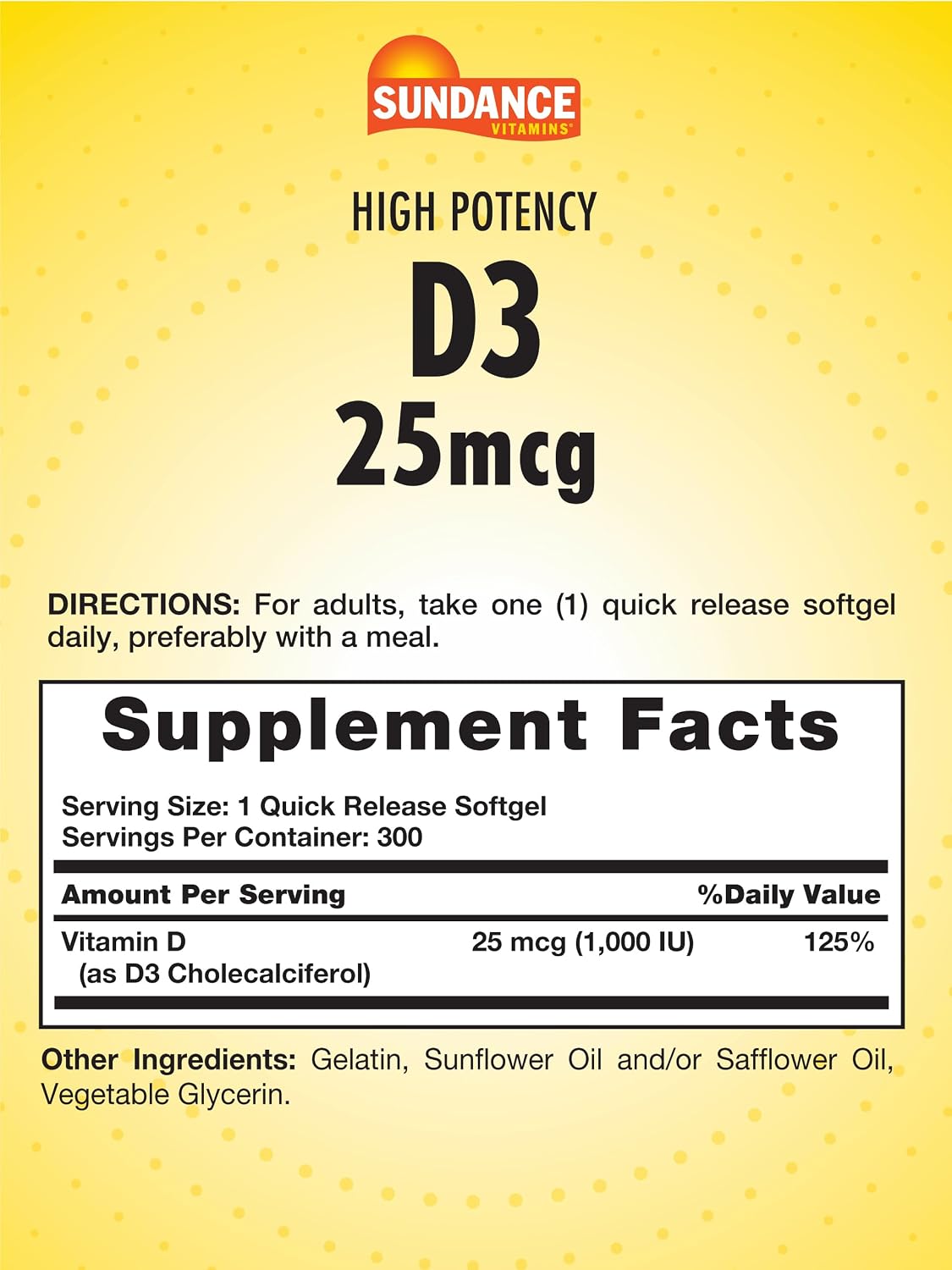 Sundance Vitamin D3 2000 IU | 60 Quick Release Softgels