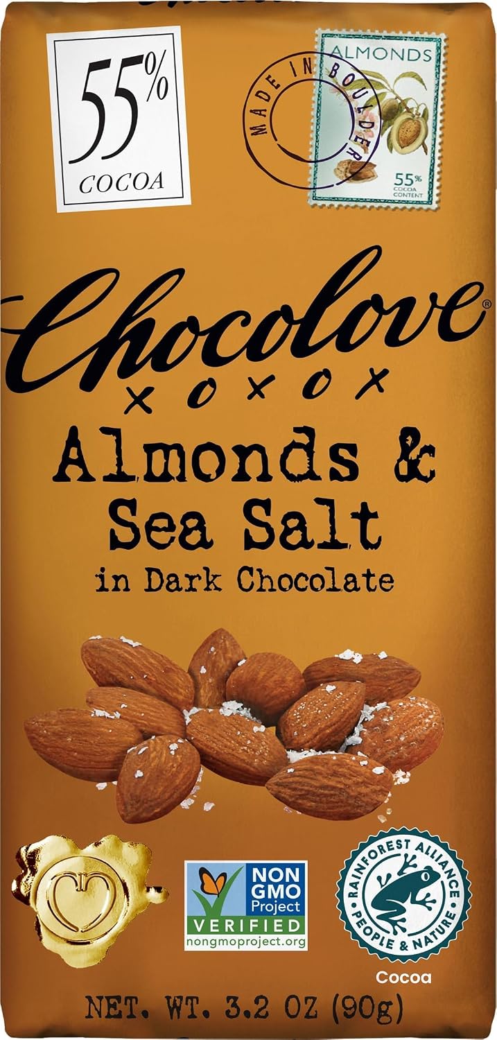 Chocolove Almonds and Sea Salt in Dark Chocolate, 3.2 oz