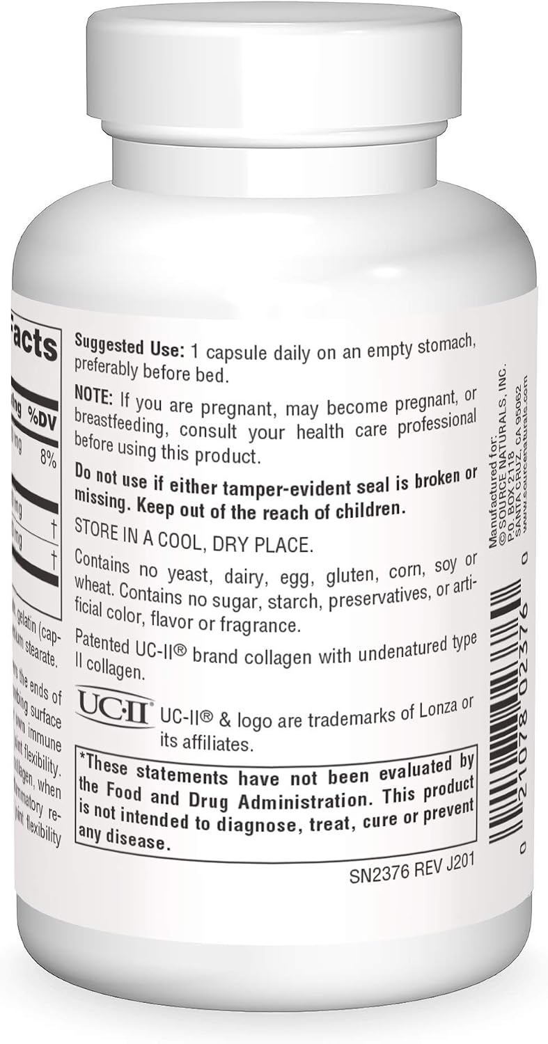 Source Naturals, UC-II, 40 mg - 60 Capsules | Undenatured Collagen Joint Comfort*