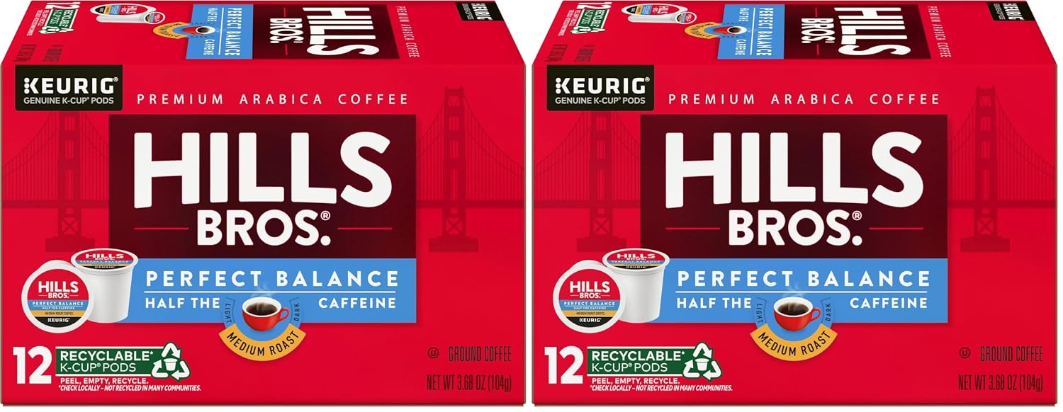 Hills Bros Single Serve Coffee Pods, 100% Colombian Ground Coffee, Medium Roast, 12 Count – Keurig Compatible, Roasted 100% Arabica Beans, Smooth Balanced Flavor