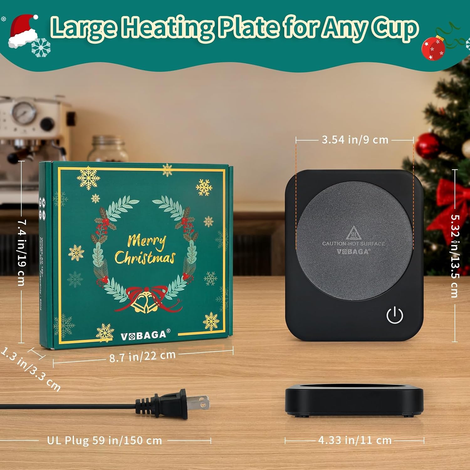 VOBAGA Coffee Mug Warmer for Desk with Auto Shut Off & 3-Temp Settings, Coffee Cup Warmer with Smart Safety Alert Home Office Accessory