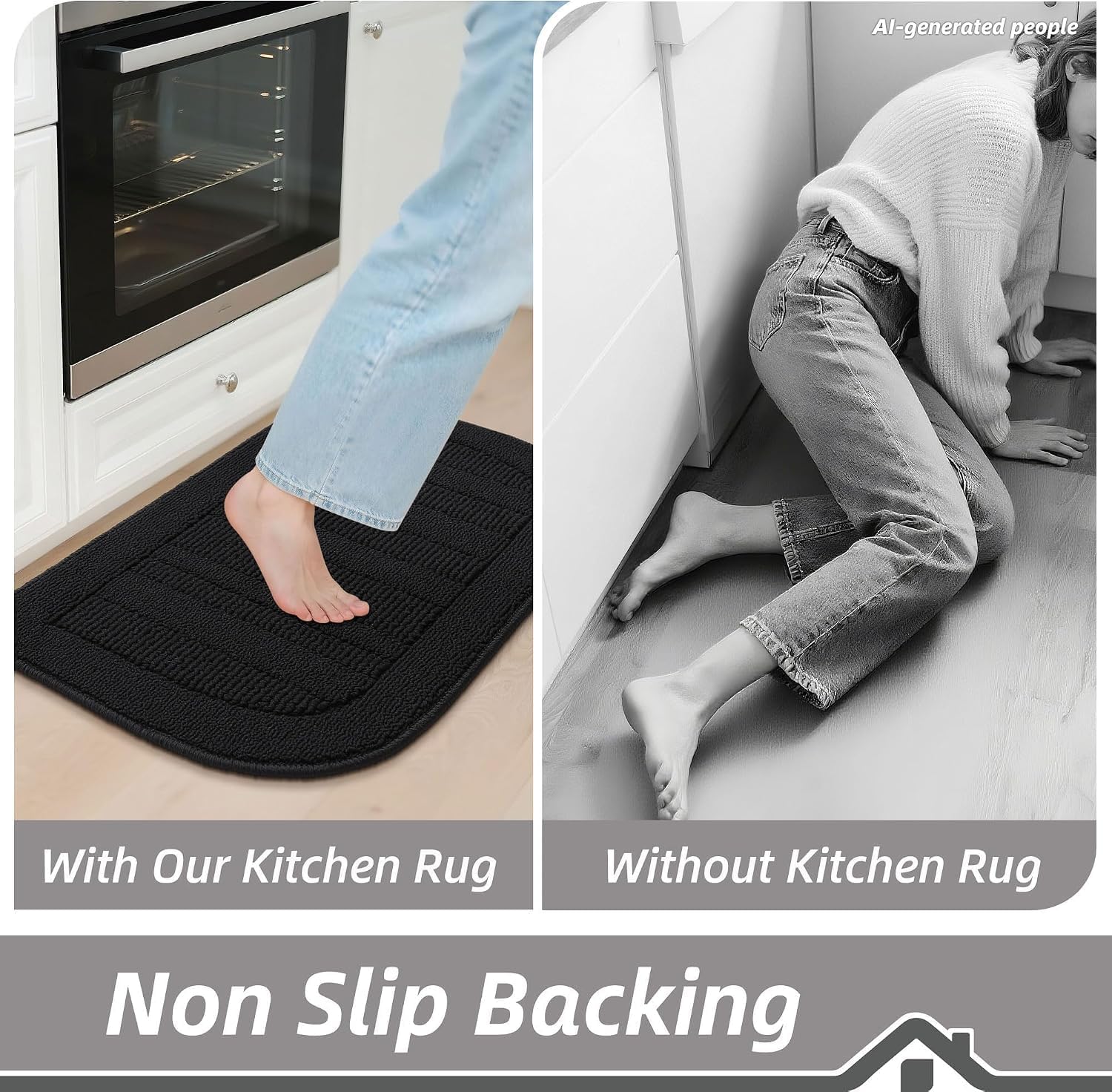 BEQHAUSE 30x18 Inch Kitchen Rugs Non Slip Washable Kitchen Sink Rug, Green