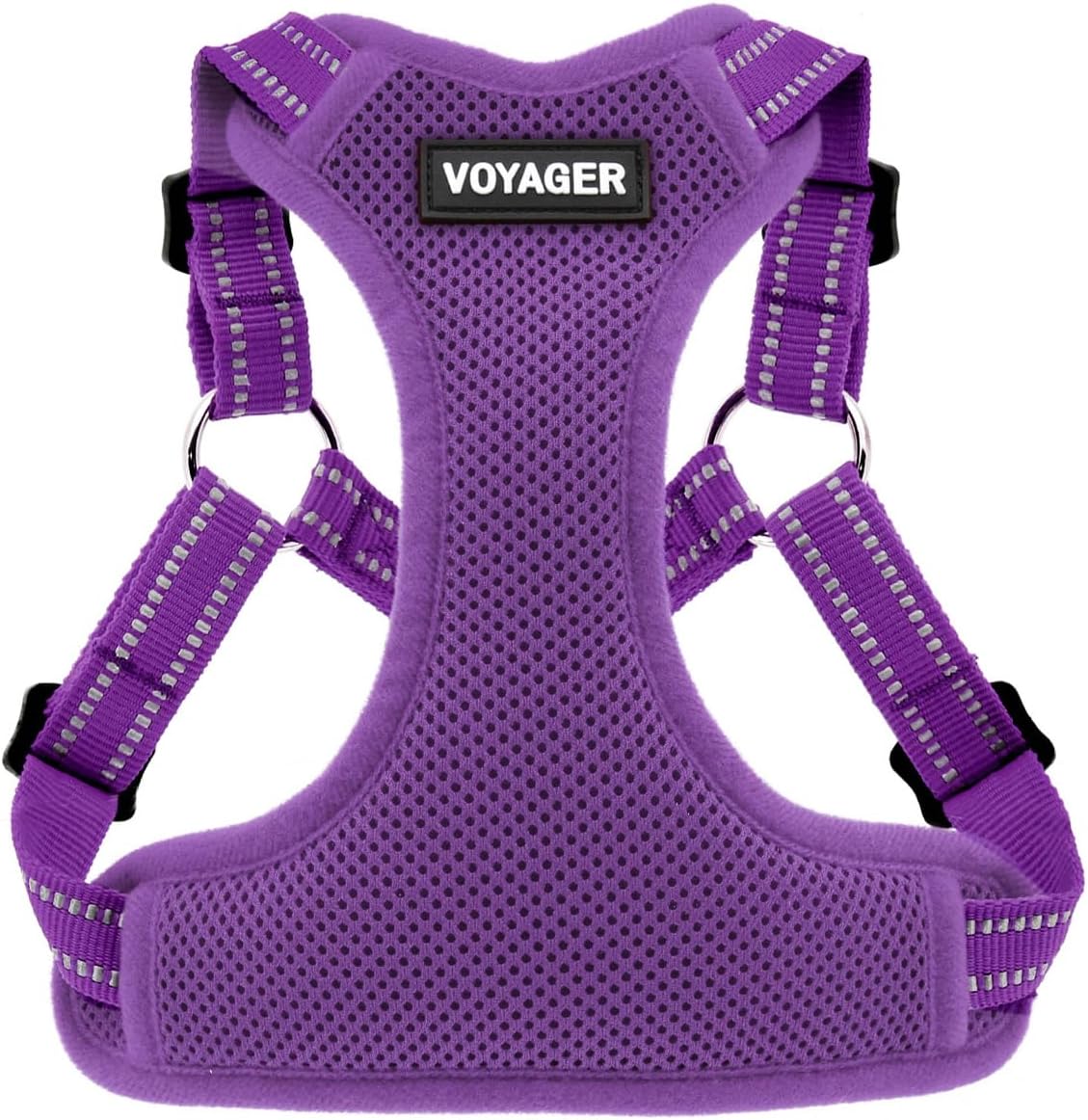 Voyager Step-in Flex Adjustable Dog Harness - Black, Medium | 17 - 21" in Chest, Fully Adjustable, Reflective Bands, All Weather Breathable Air Mesh, Lightweight, Fast Drying