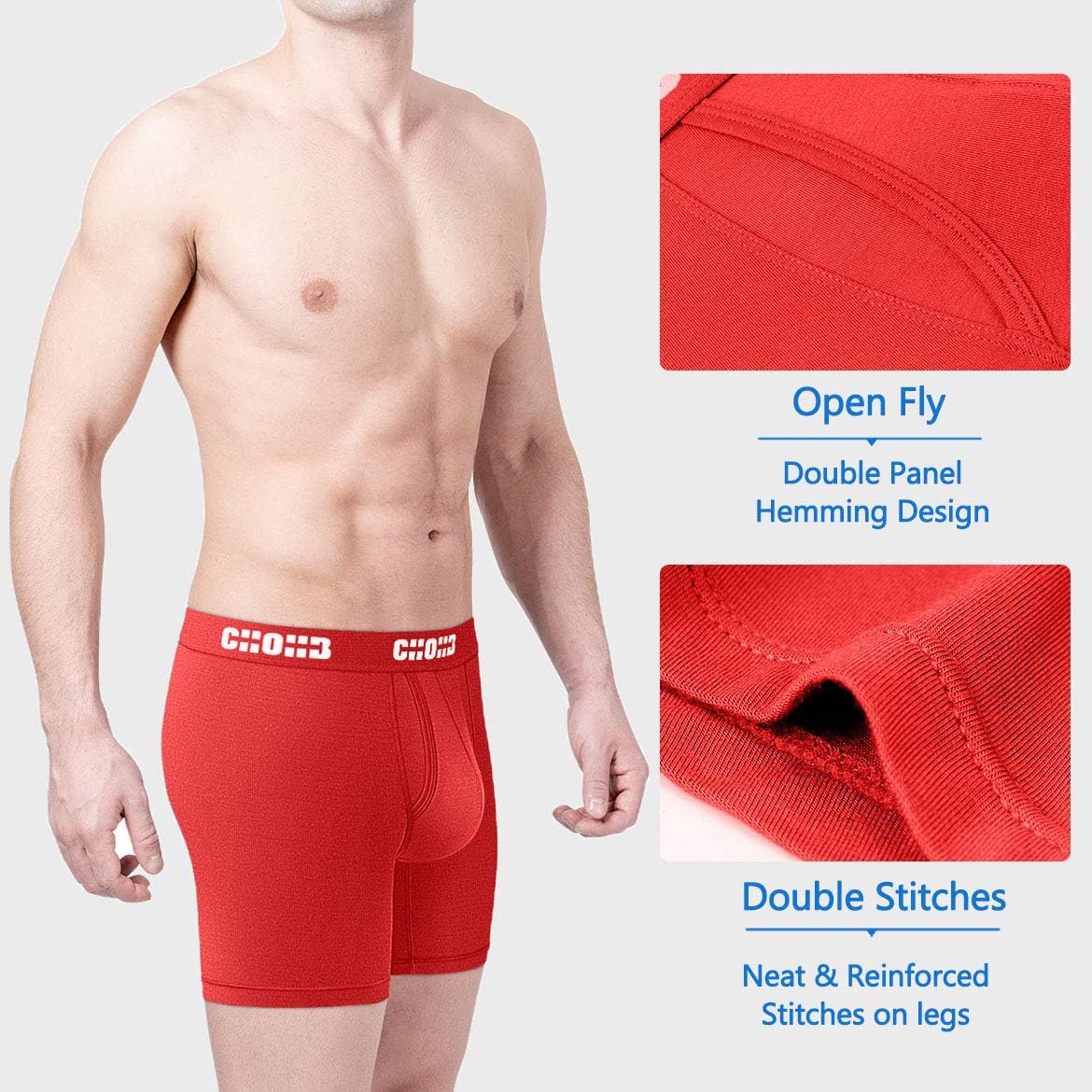 Men's Underwear Micro Modal 3 Pack Boxer Briefs Open Fly