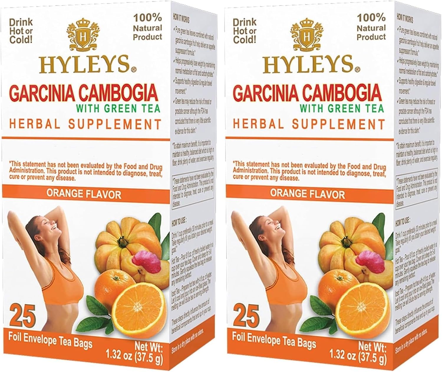 HYLEYS Tea Garcinia Cambogia Green Tea 5 Flavors Assortment - 25 Tea Bags