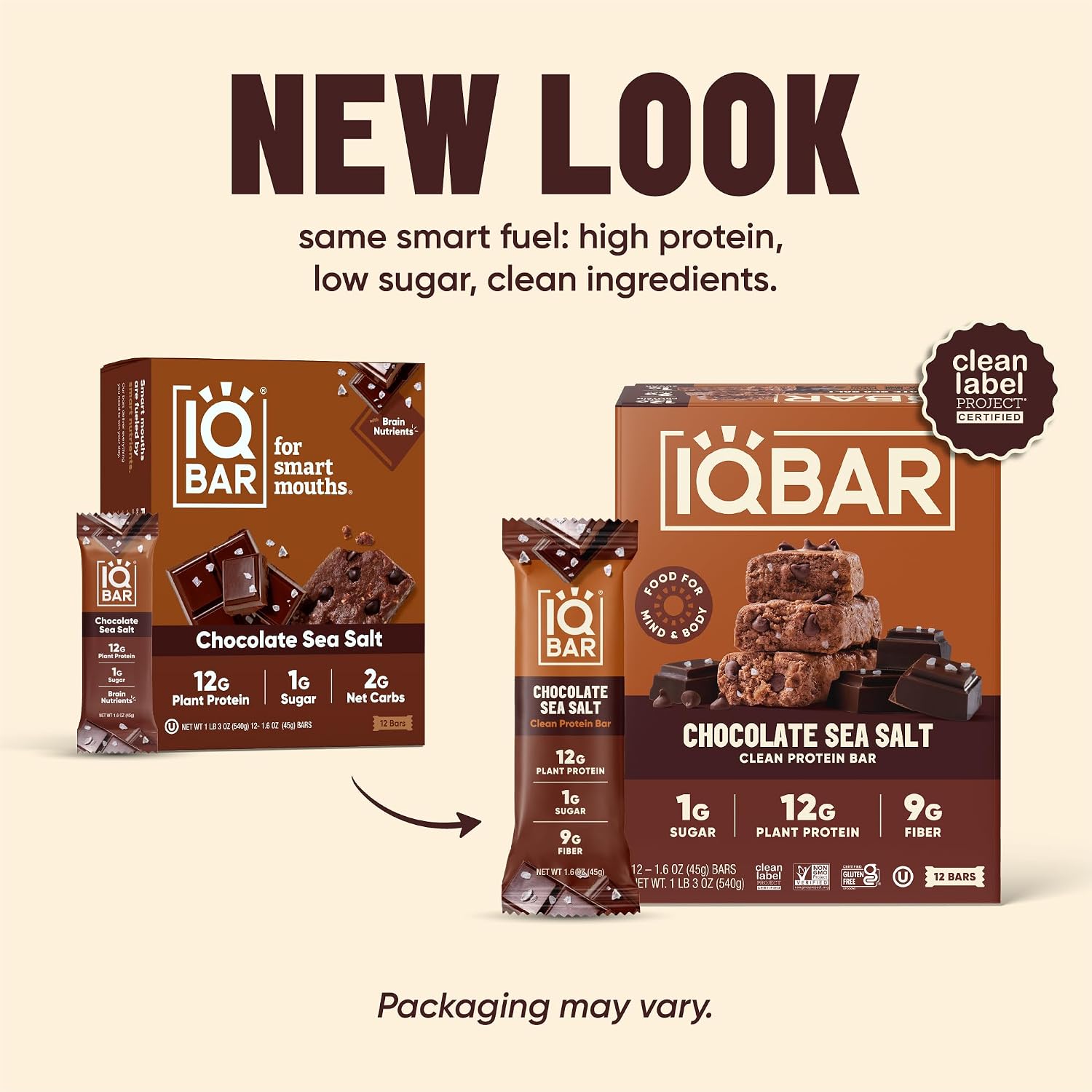 IQBAR Clean Protein Bars, Low Sugar Keto, Banana Nut 12-Count